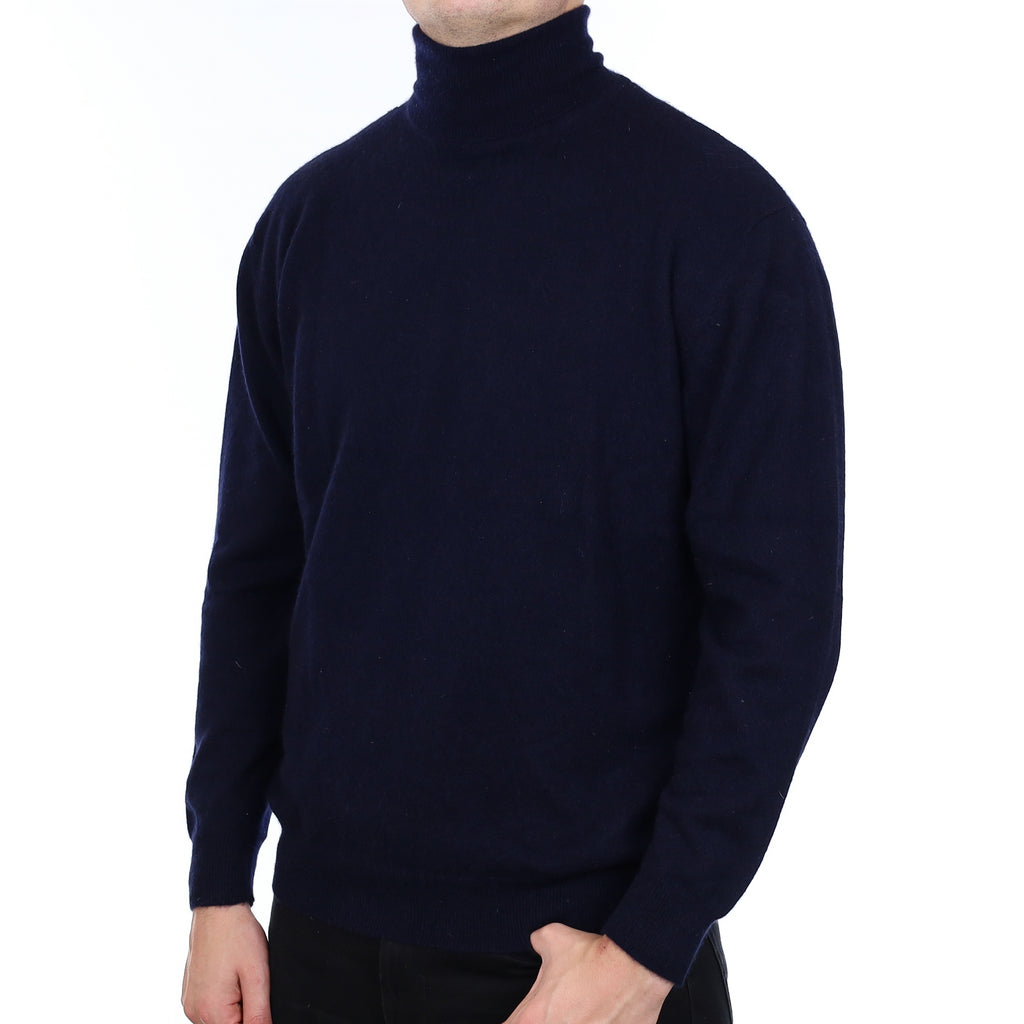 Men’s Navy Blue Cashmere Polo Neck Jumper XL