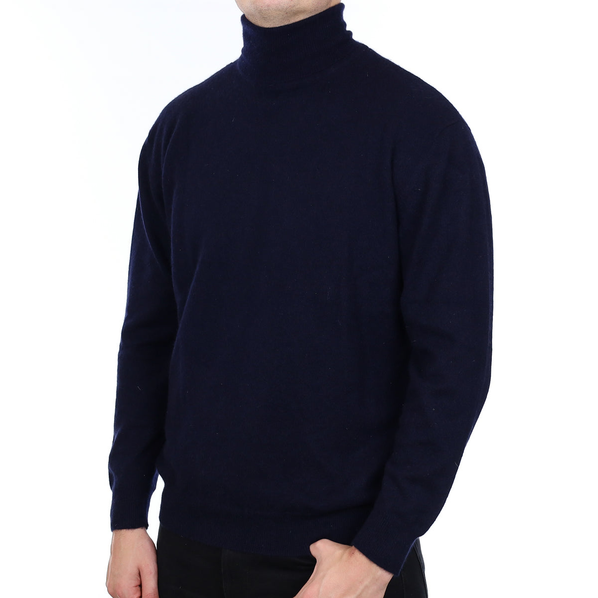 Men’s Navy Blue Cashmere Polo Neck Jumper XL