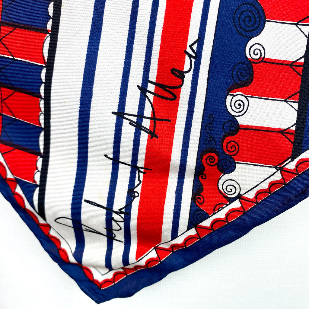 1970s Richard Allan Nautical Vintage Silk Scarf