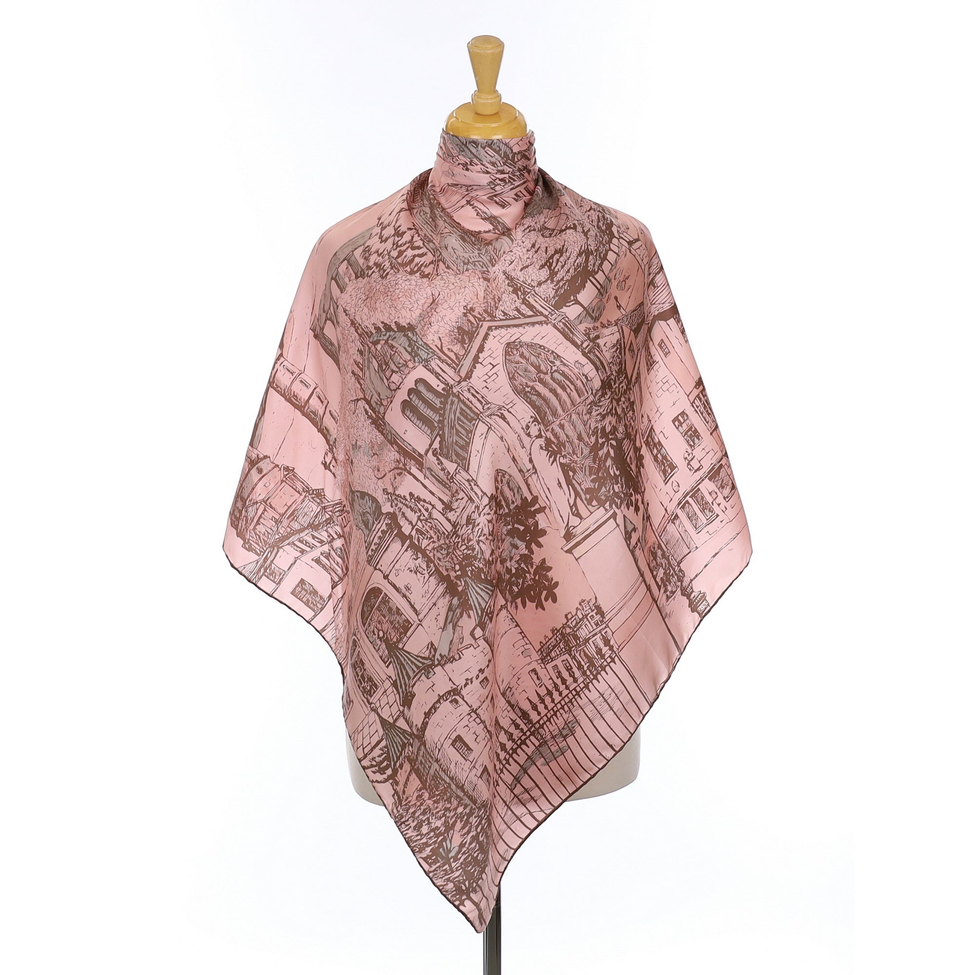 Richard Allan Pink and Brown Vintage Silk Scarf