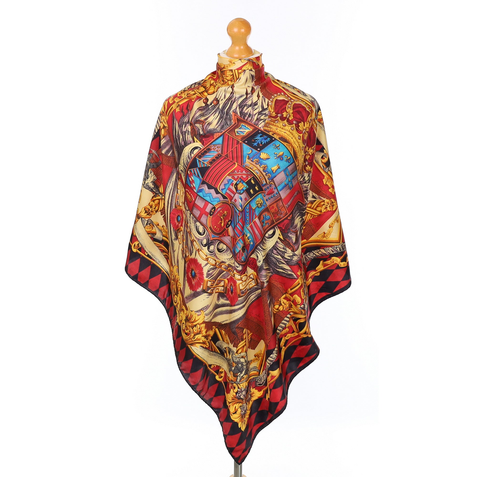 Carlos Ferdinand Red and Black Vintage Silk Scarf