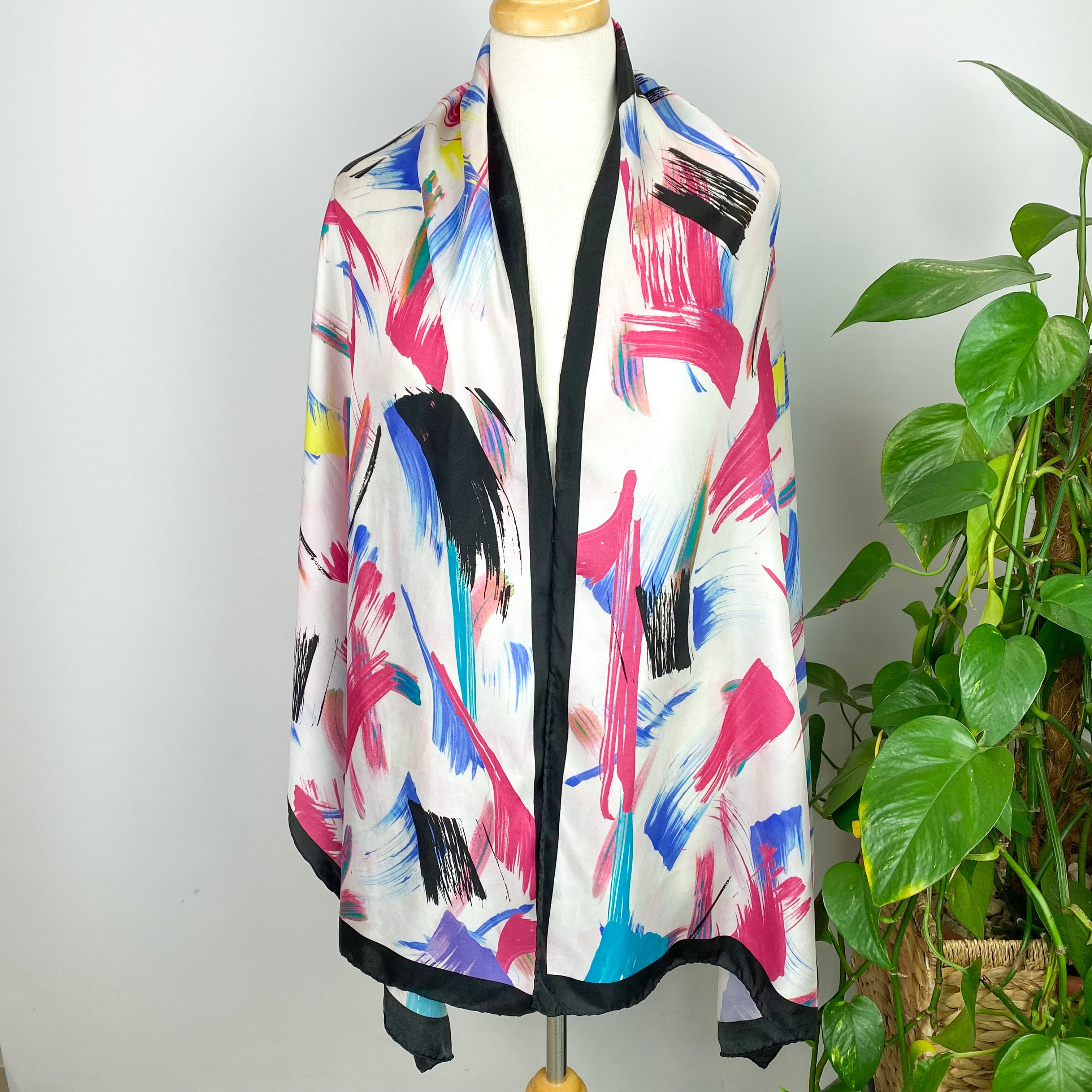 Colourful Abstract Wrap Style Silk Scarf