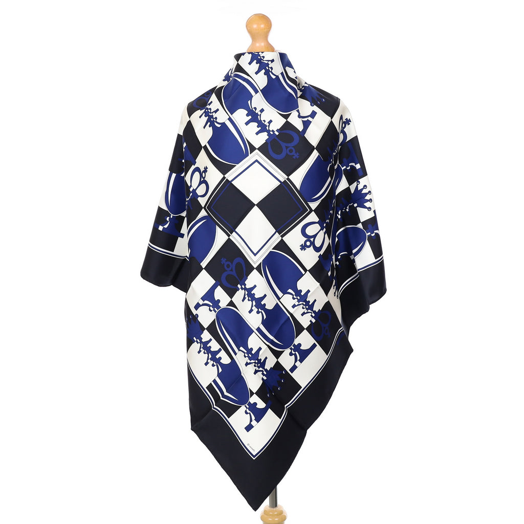 Hermès Eches II Echiquier Silk Scarf