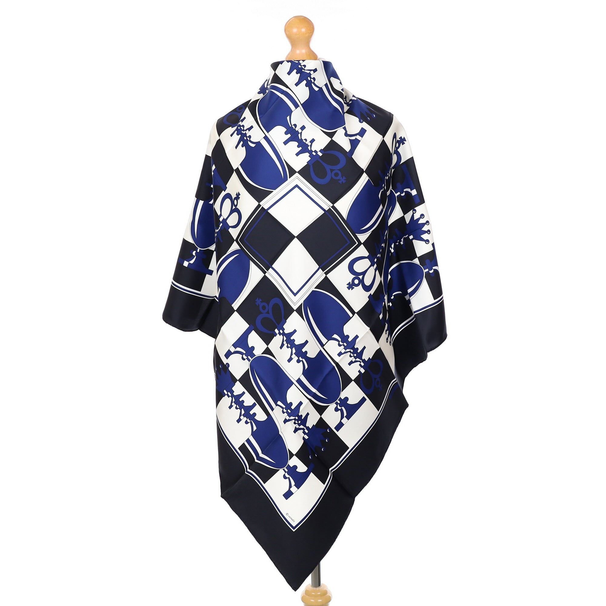 Hermès Eches II Echiquier Silk Scarf