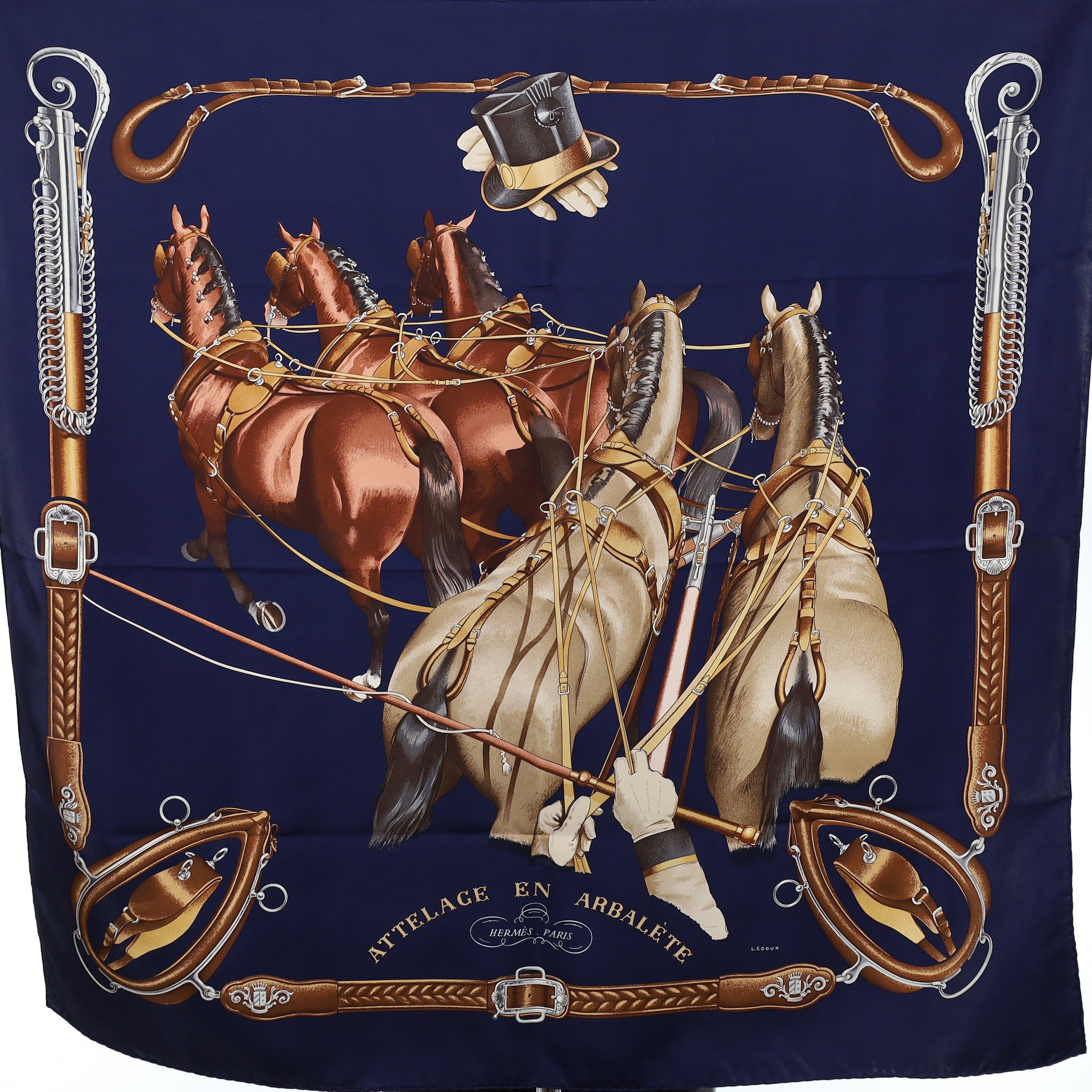 Hermès Attelage En Arbalete Silk Scarf