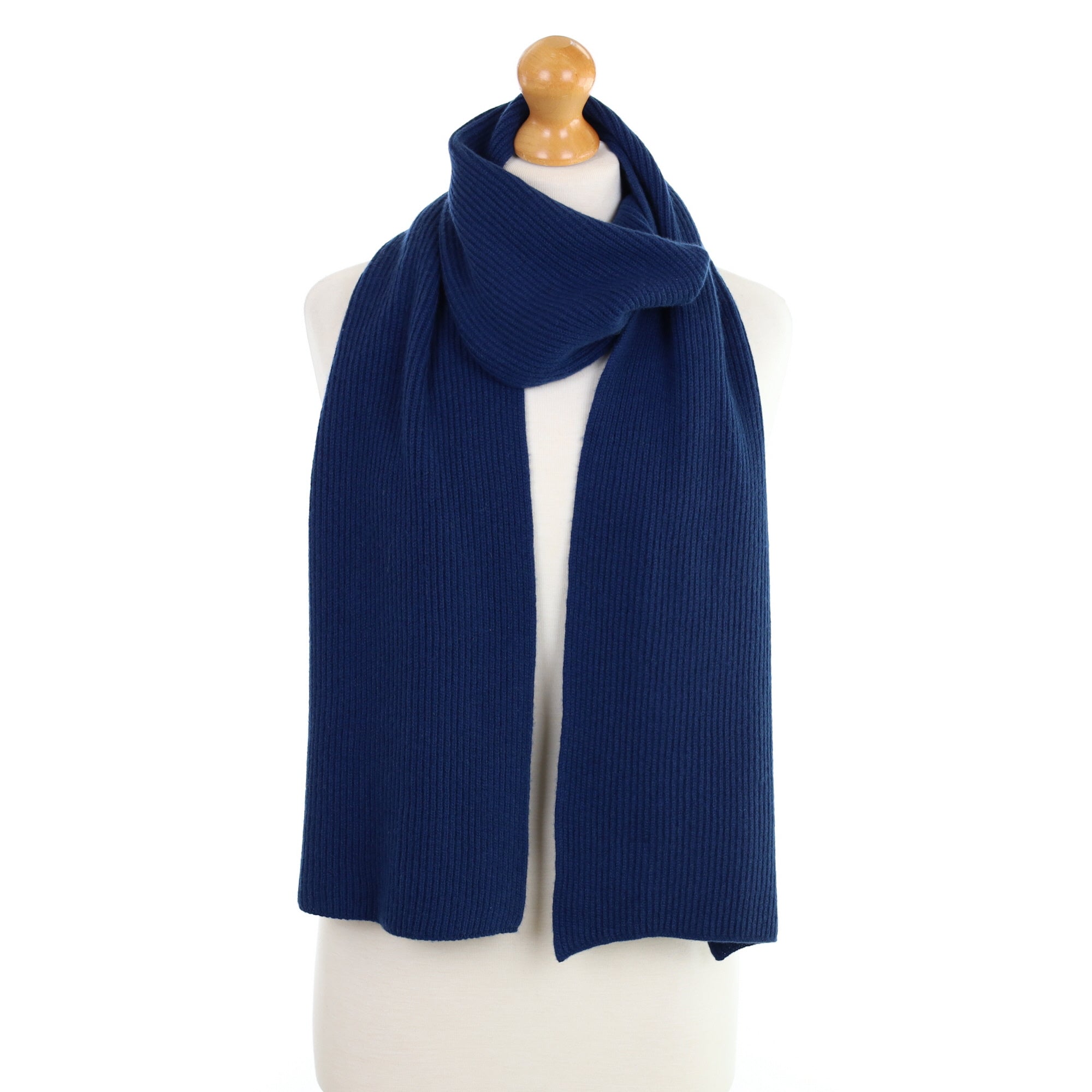 Brand New Scottish French Navy Rib Cashmere Scarf