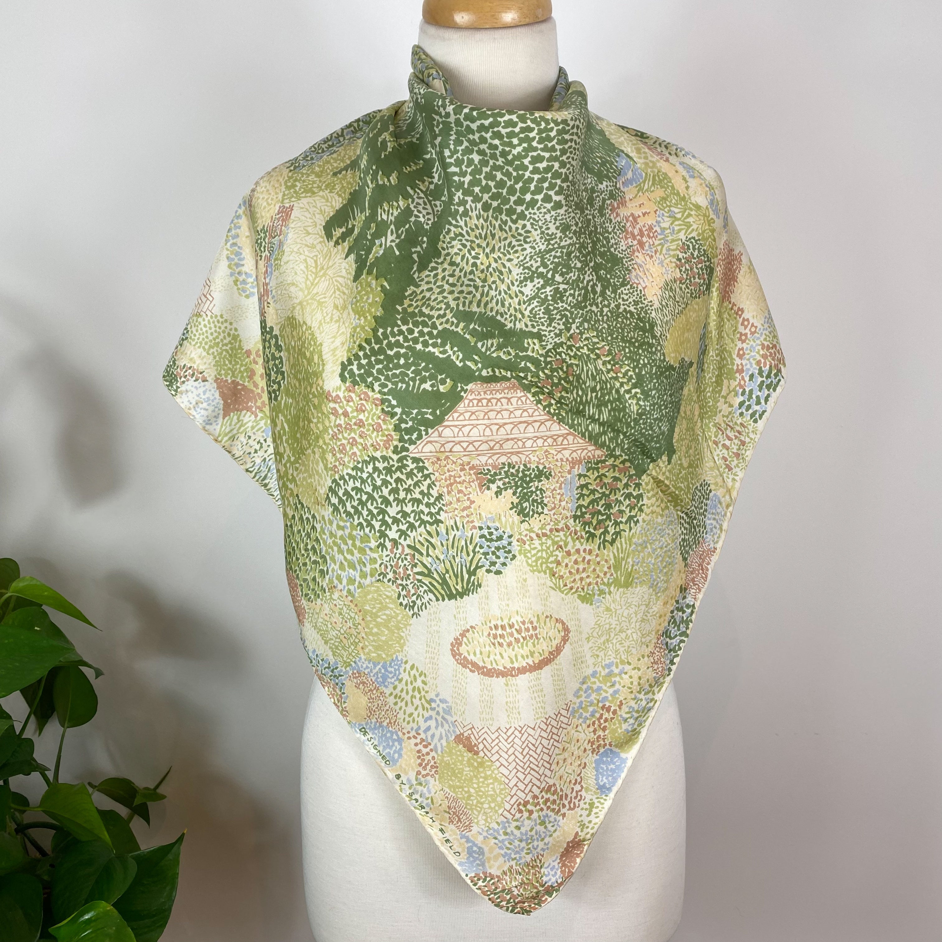 Pretty Cottage Garden Vintage Silk Scarf