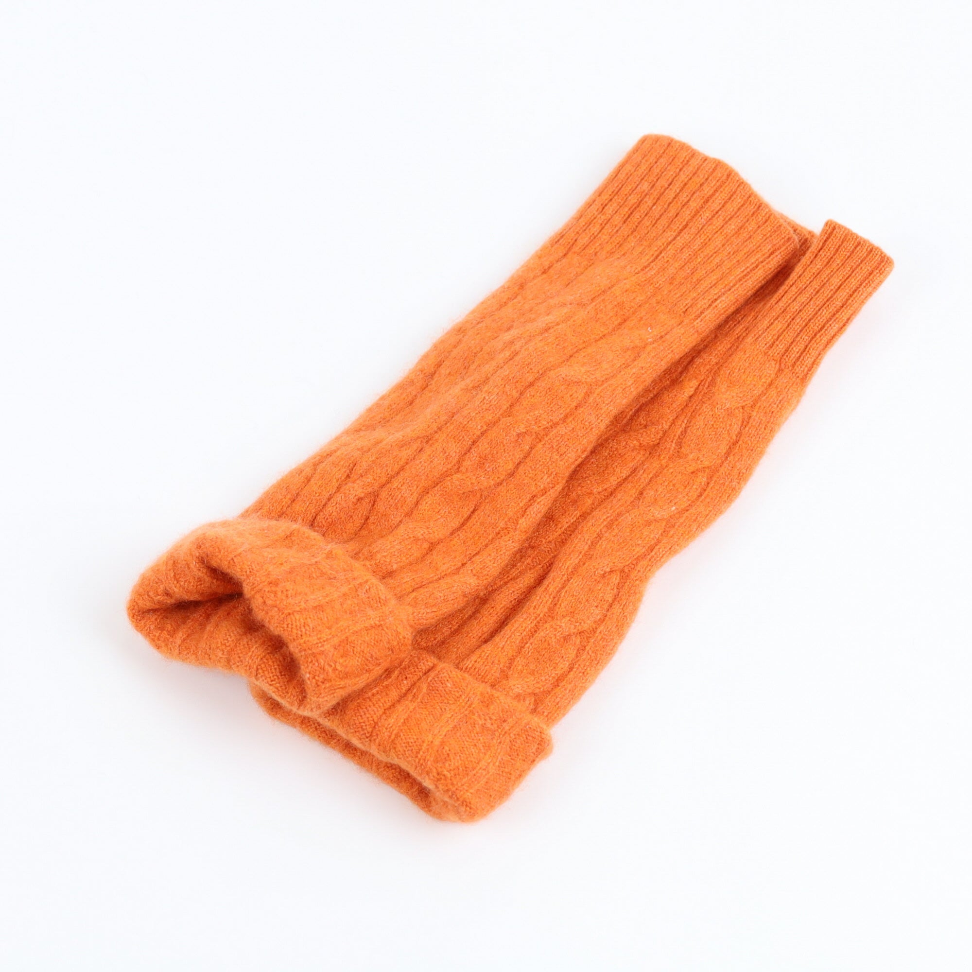 Tangerine Orange Chunky Cable Fingerless Gloves