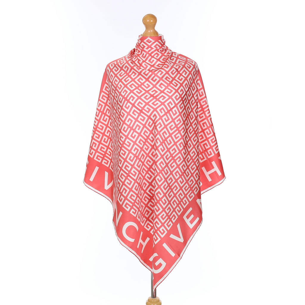 Brand New Givenchy Salmon Pink Logo Silk Scarf