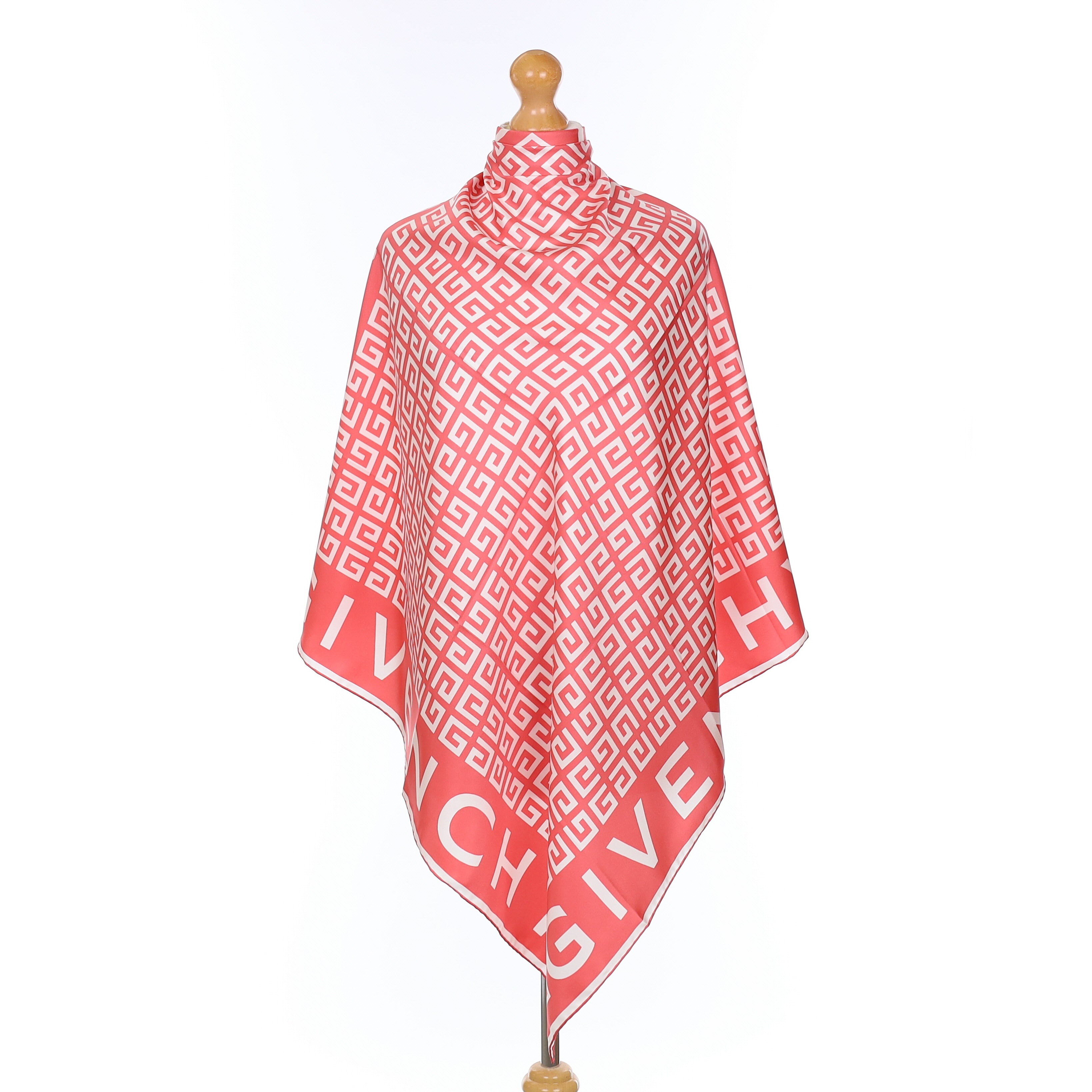 Brand New Givenchy Salmon Pink Logo Silk Scarf