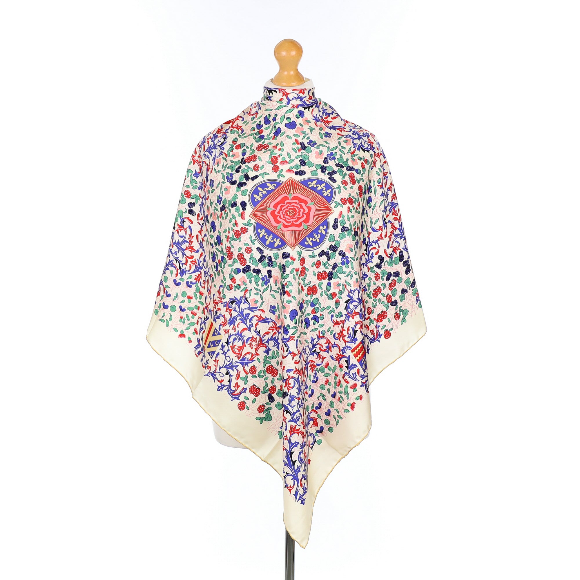 Immaculate Beckford Cream Floral Vintage Silk Scarf