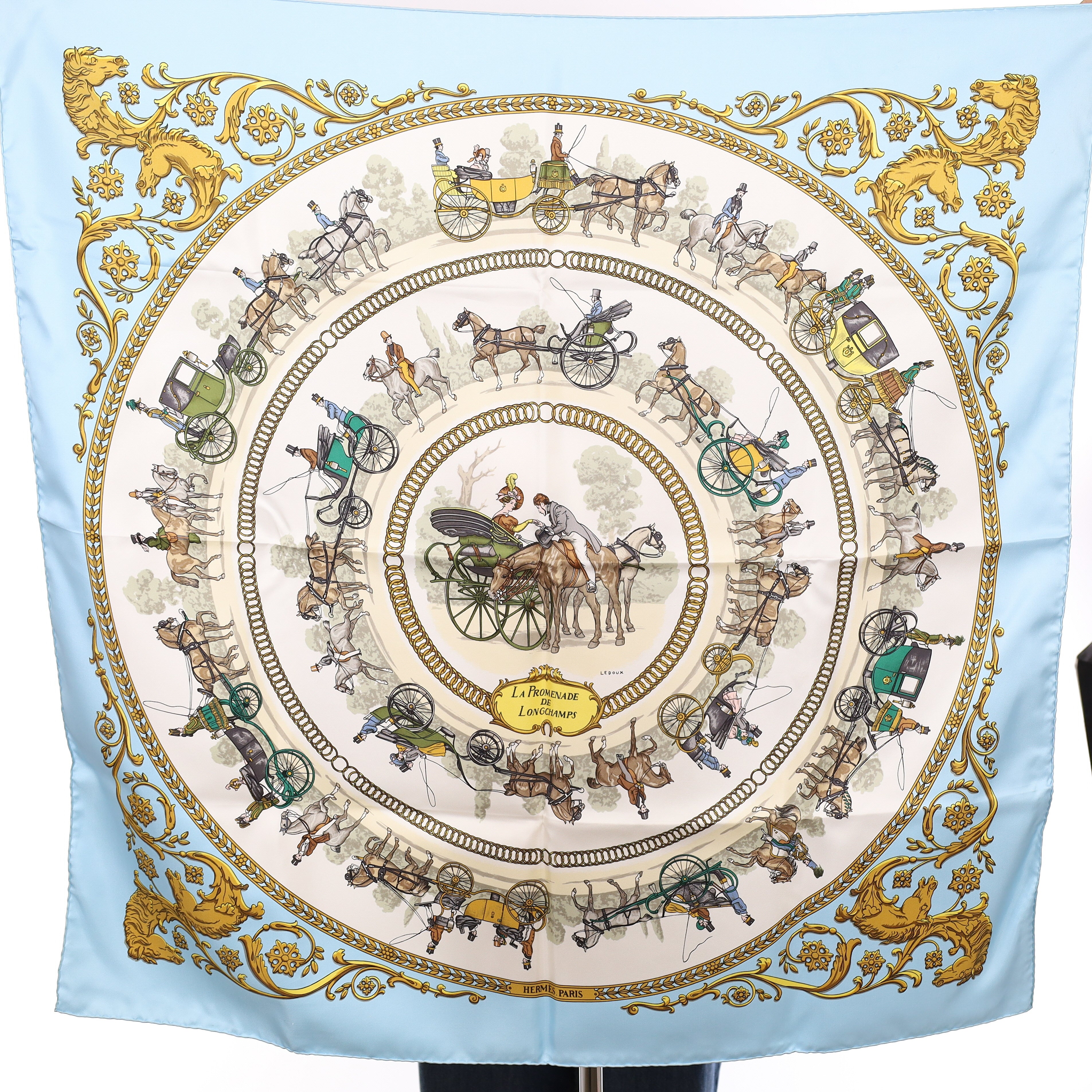 Brand New Boxed Hermès La Promenade De Longchamps Silk Scarf