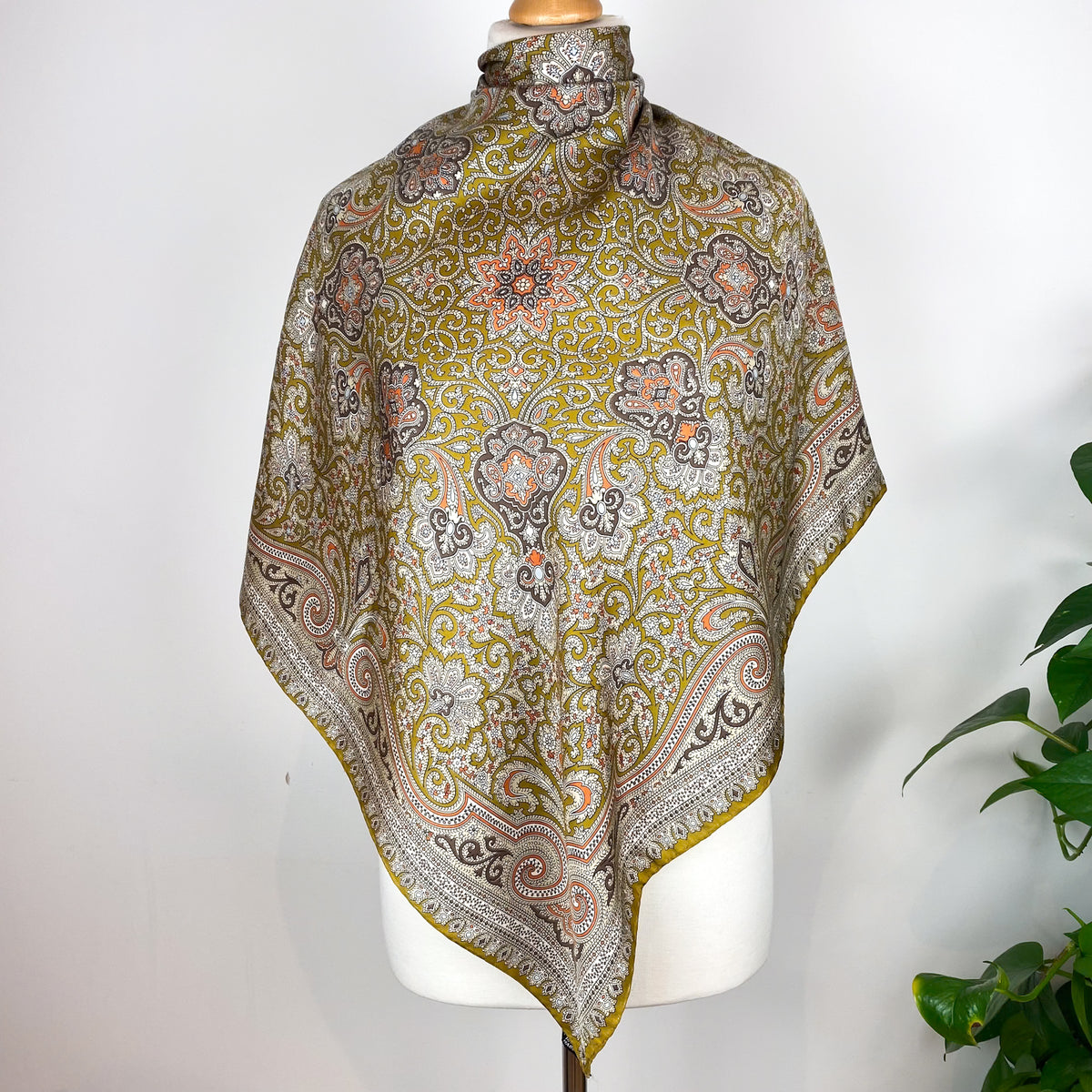 Autumnal Paisley Vintage Silk Scarf