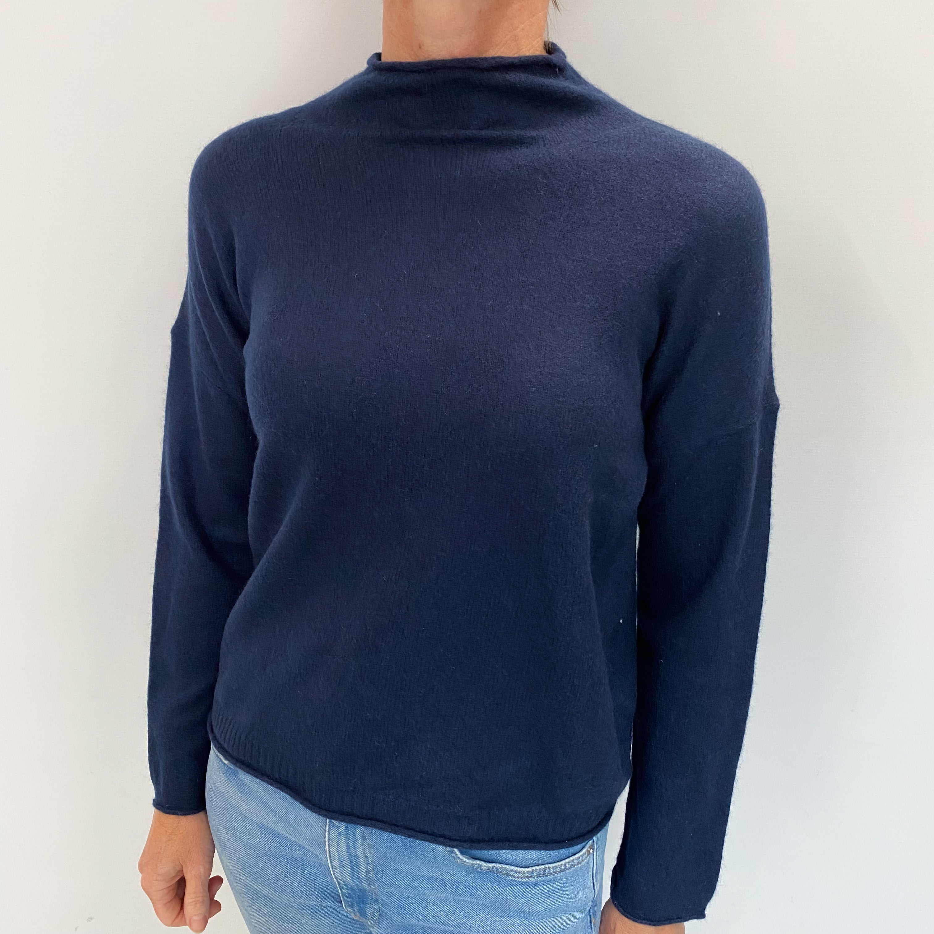 Navy Blue Cashmere Turtle Neck Jumper Small