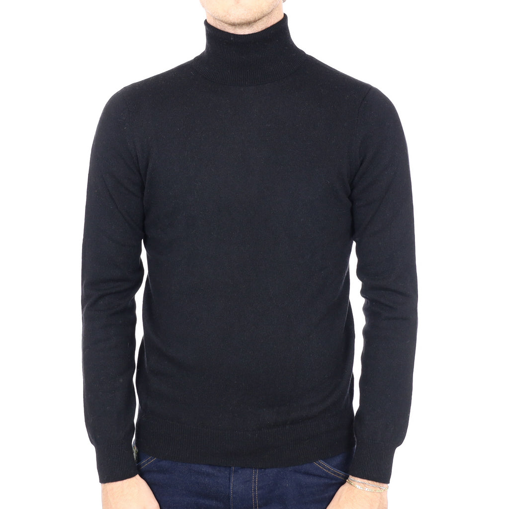 Men's Black Cashmere Polo Neck Jumper Medium