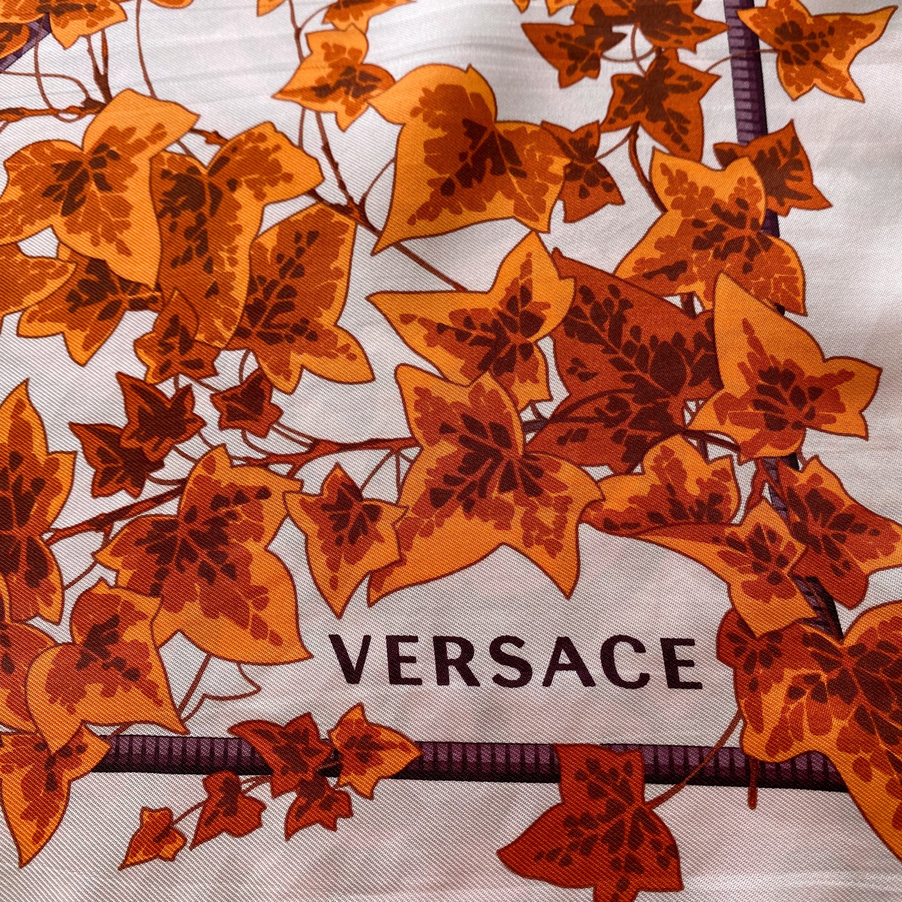 Versace Pink and Orange Designer Silk Scarf