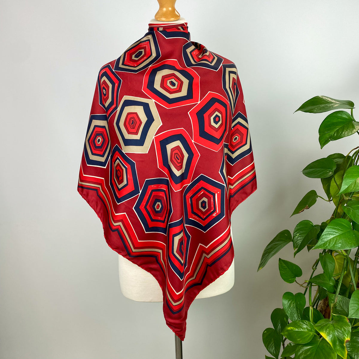 1970s Richard Allan Geometric Vintage Silk Scarf