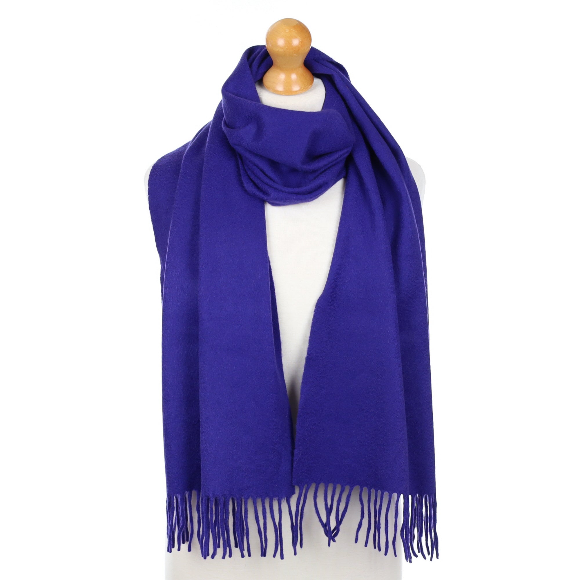 Loro Piana Indigo Purple Fringed Cashmere Woven Scarf