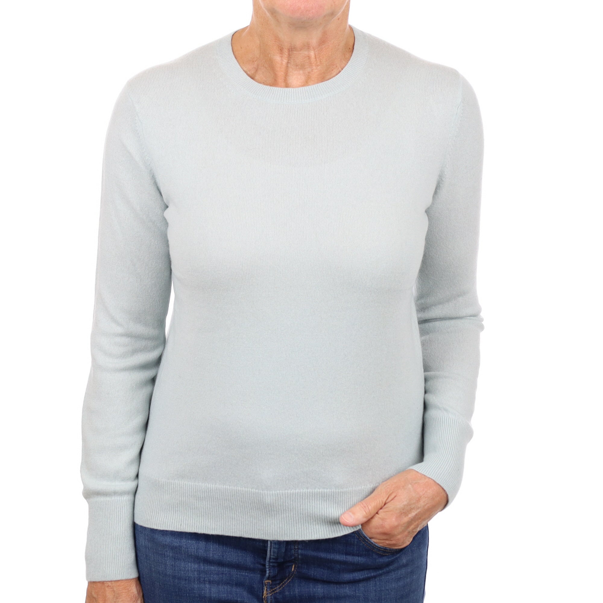 Pale Duck Egg Cashmere Crew Neck Jumper Medium