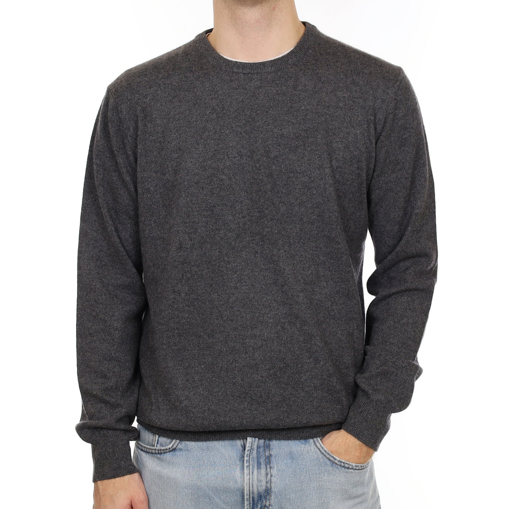 Men's Slate Grey Cashmere Crew Neck Jumper Large
