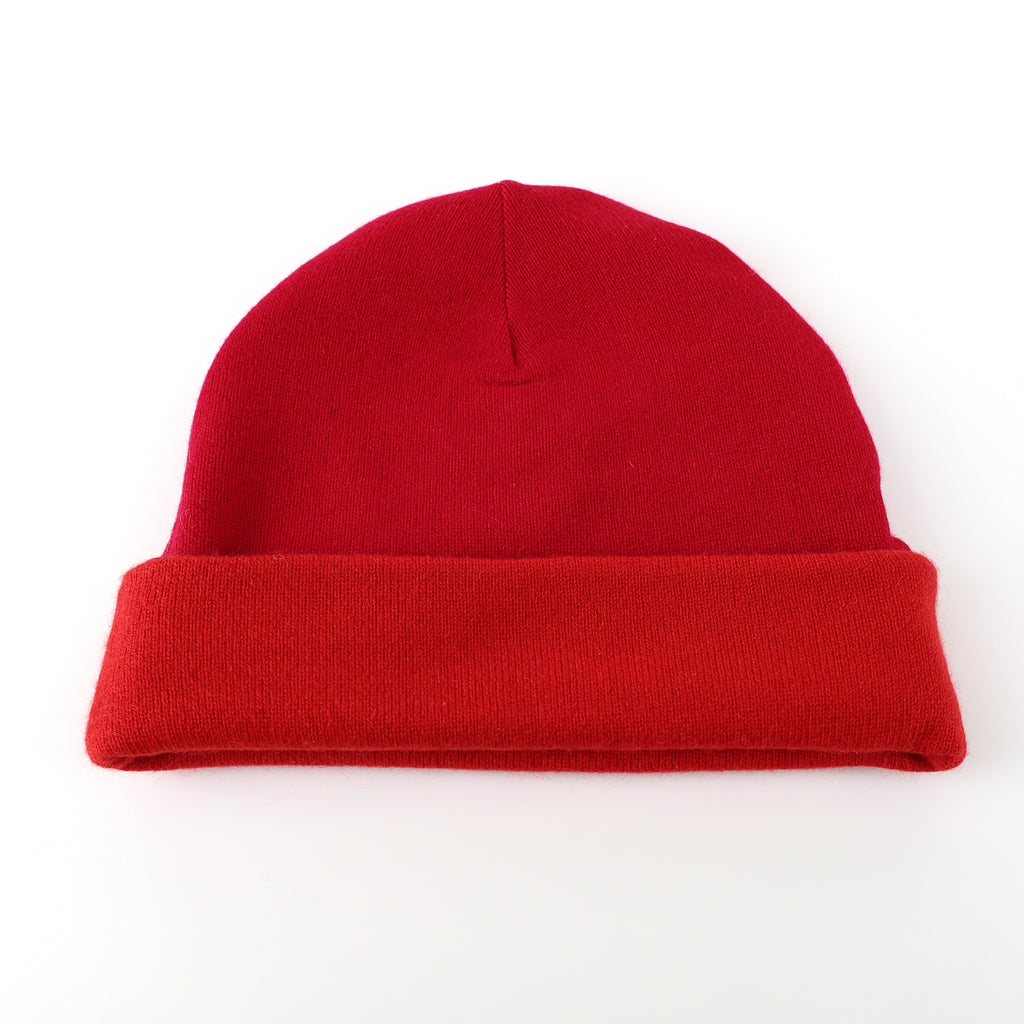 Men’s Cherry Pink and Red Reversible Cashmere Beanie Hat