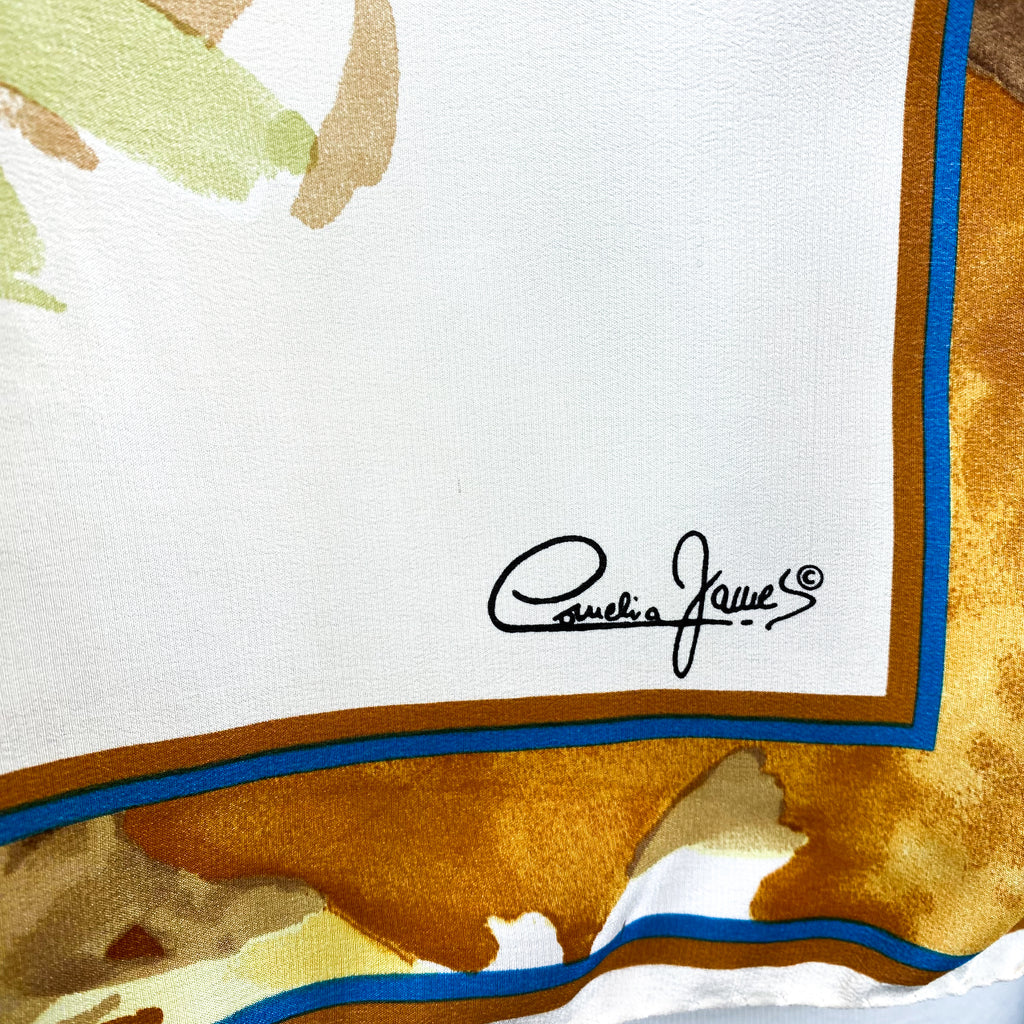 Large Cornelia James Floral Vintage Silk Scarf