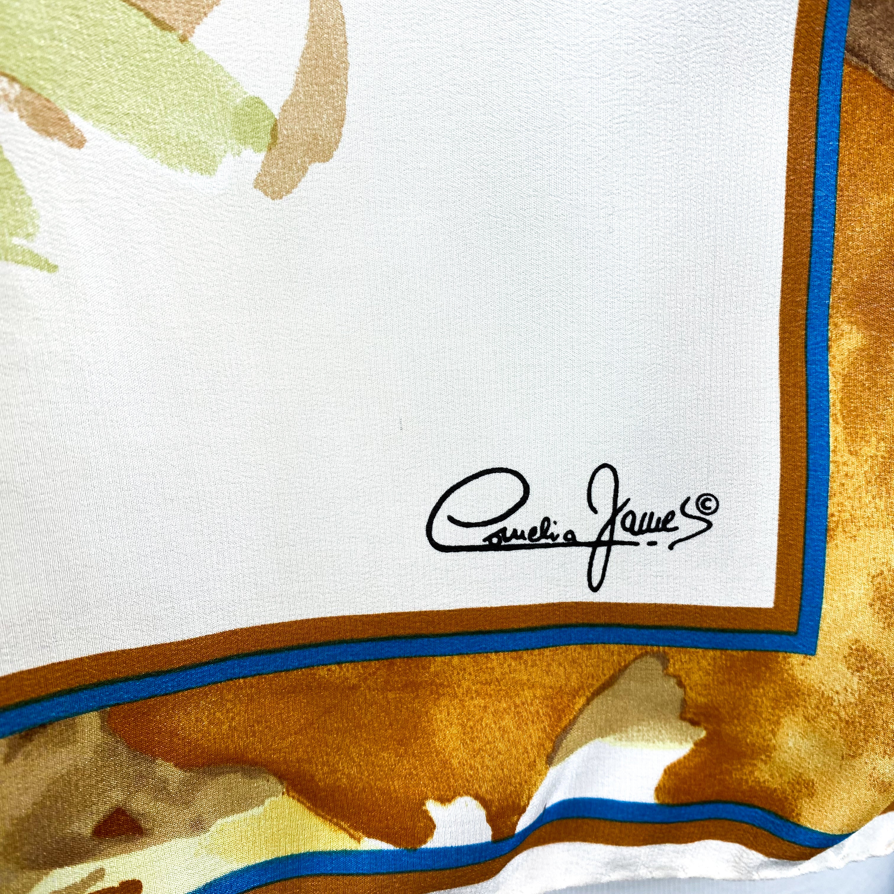Large Cornelia James Floral Vintage Silk Scarf