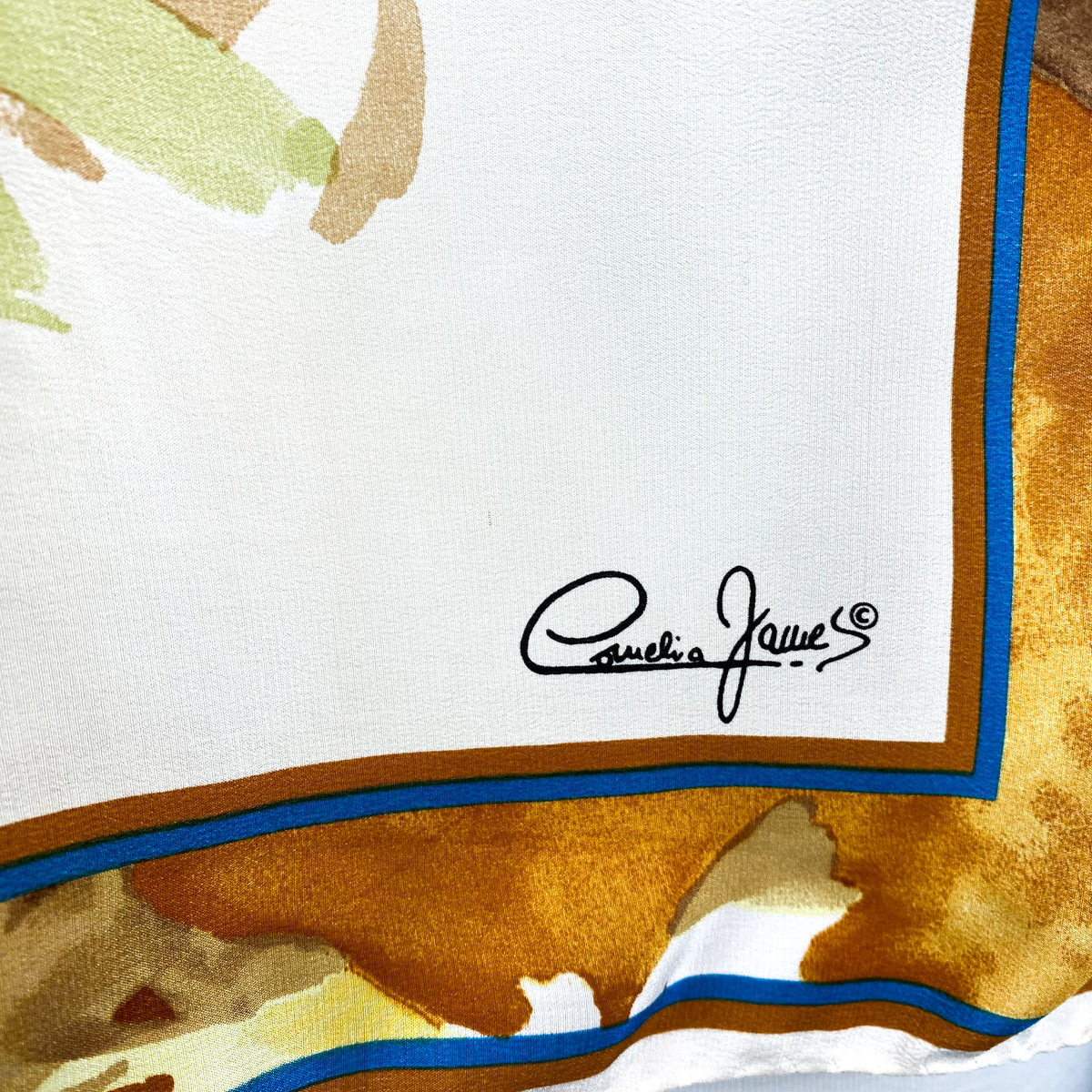 Large Cornelia James Floral Vintage Silk Scarf