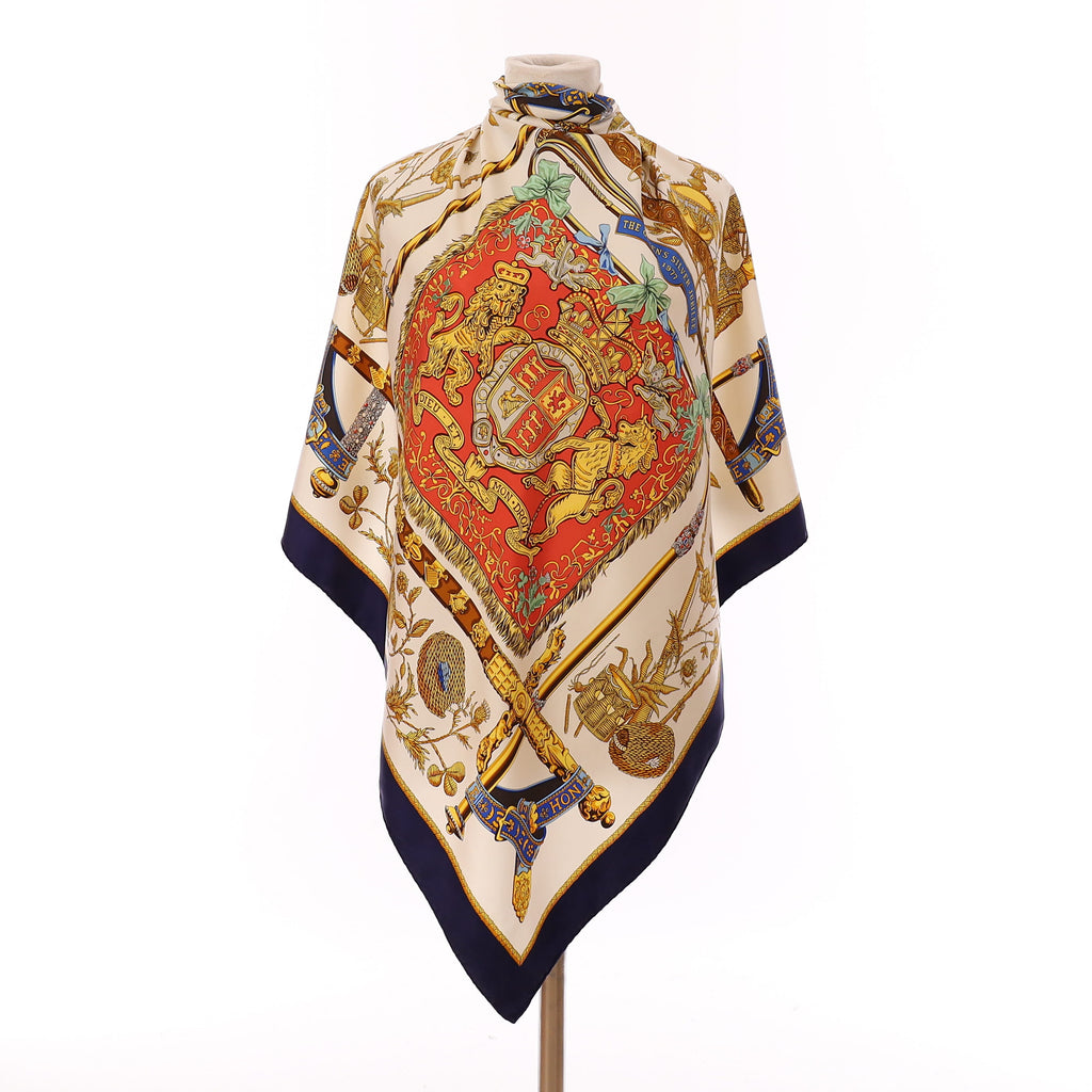 Rare Hermès The Queen’s Silver Jubilee Silk Scarf