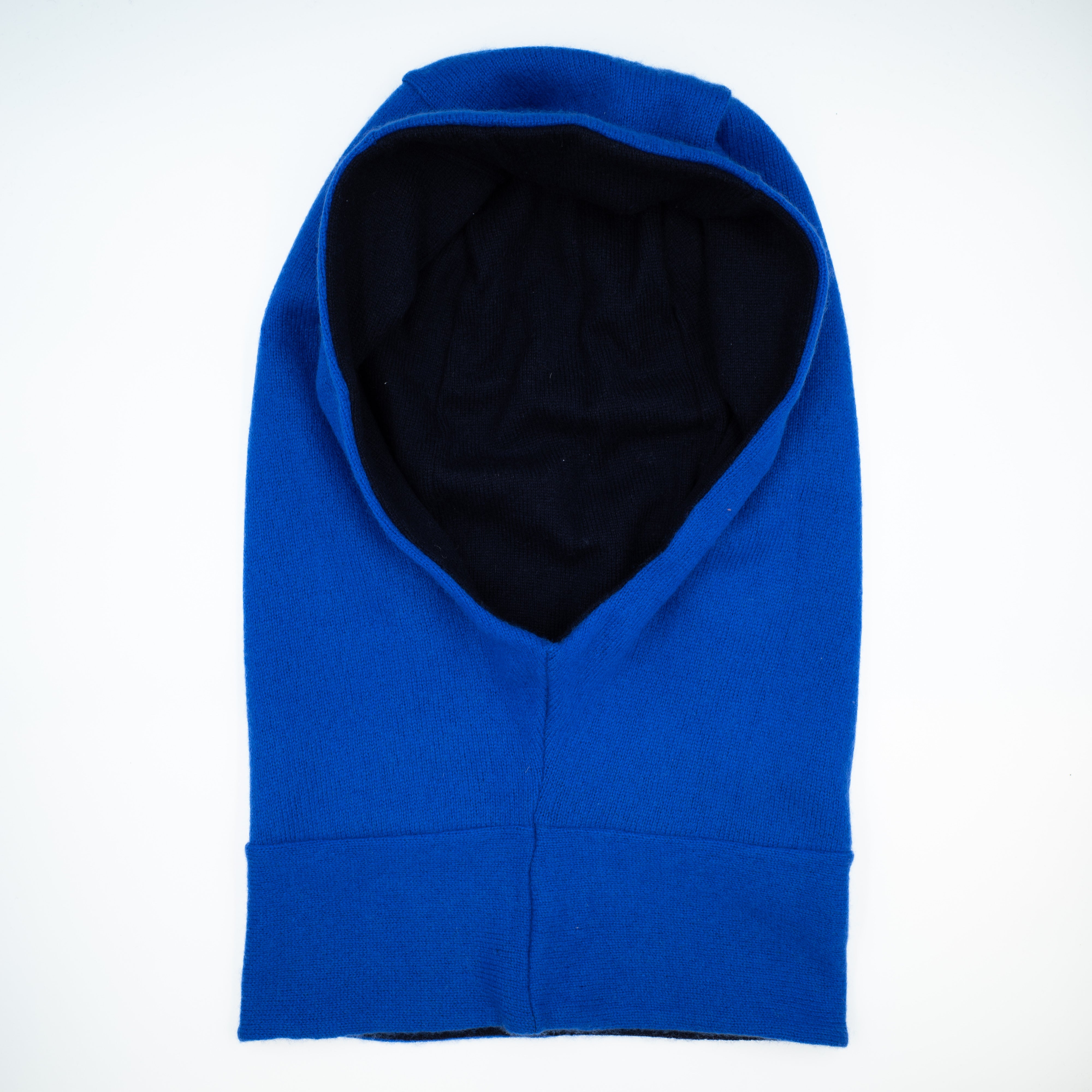 Cobalt Blue and Darkest Navy Luxury Reversible Cashmere Hood Unisex