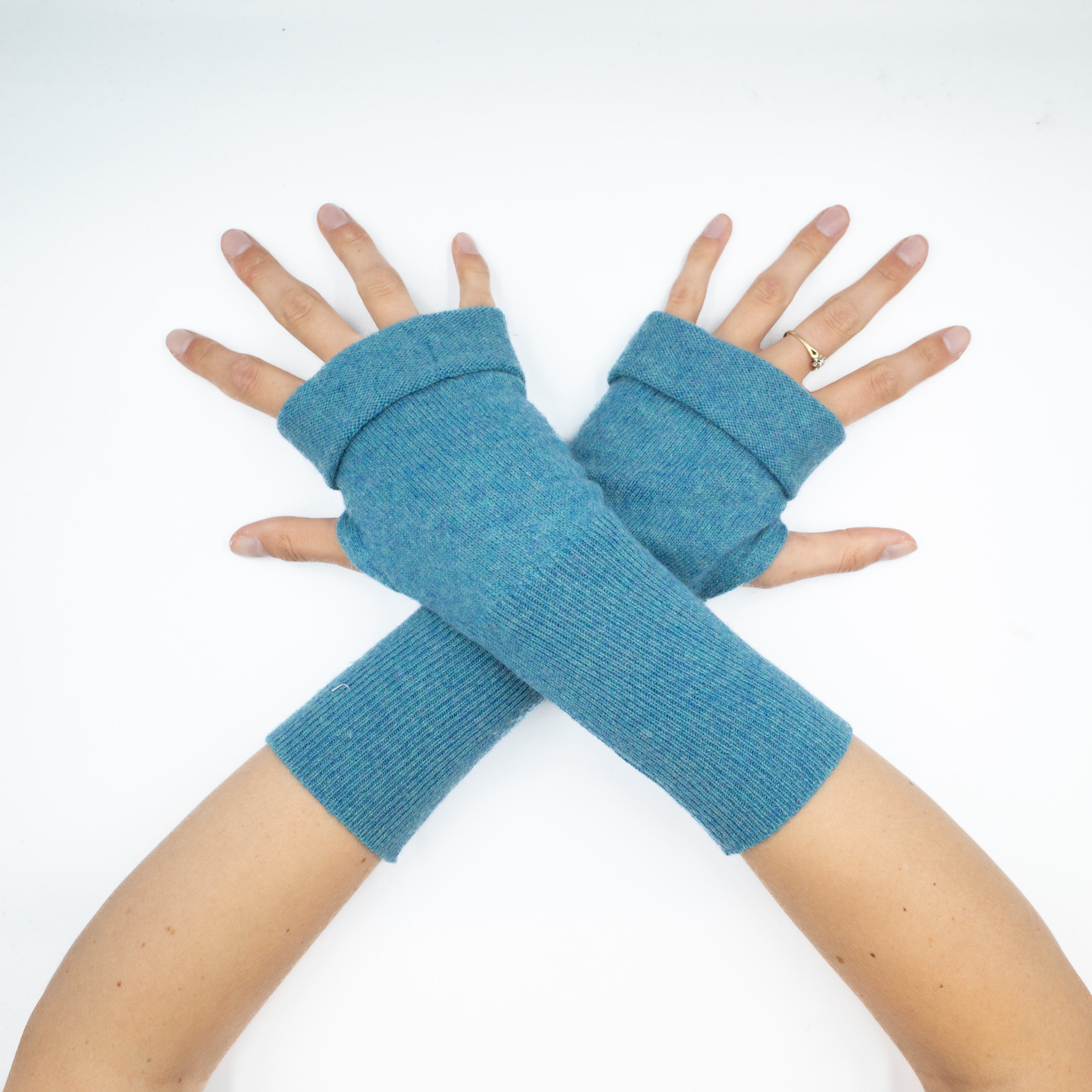 Ocean Blue Fingerless Gloves