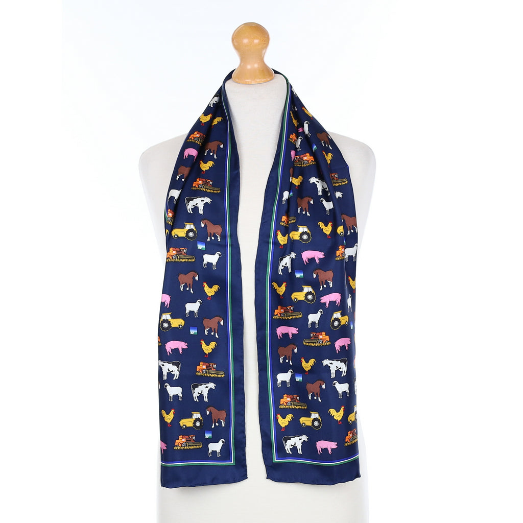 Farm Motif Silk Scarf