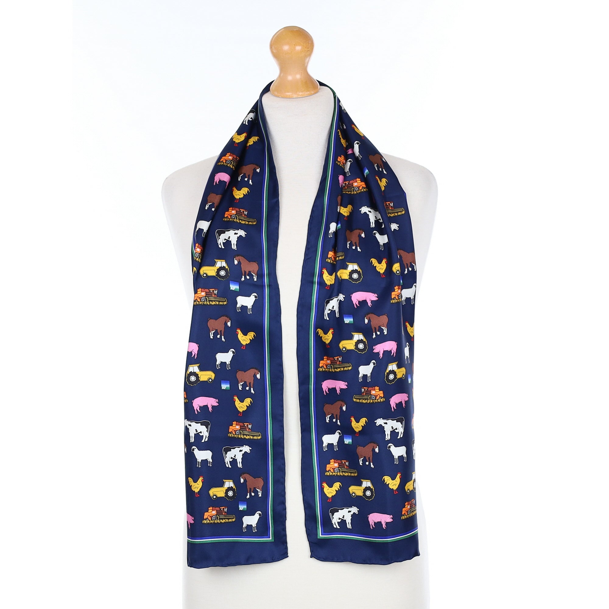 Farm Motif Silk Scarf