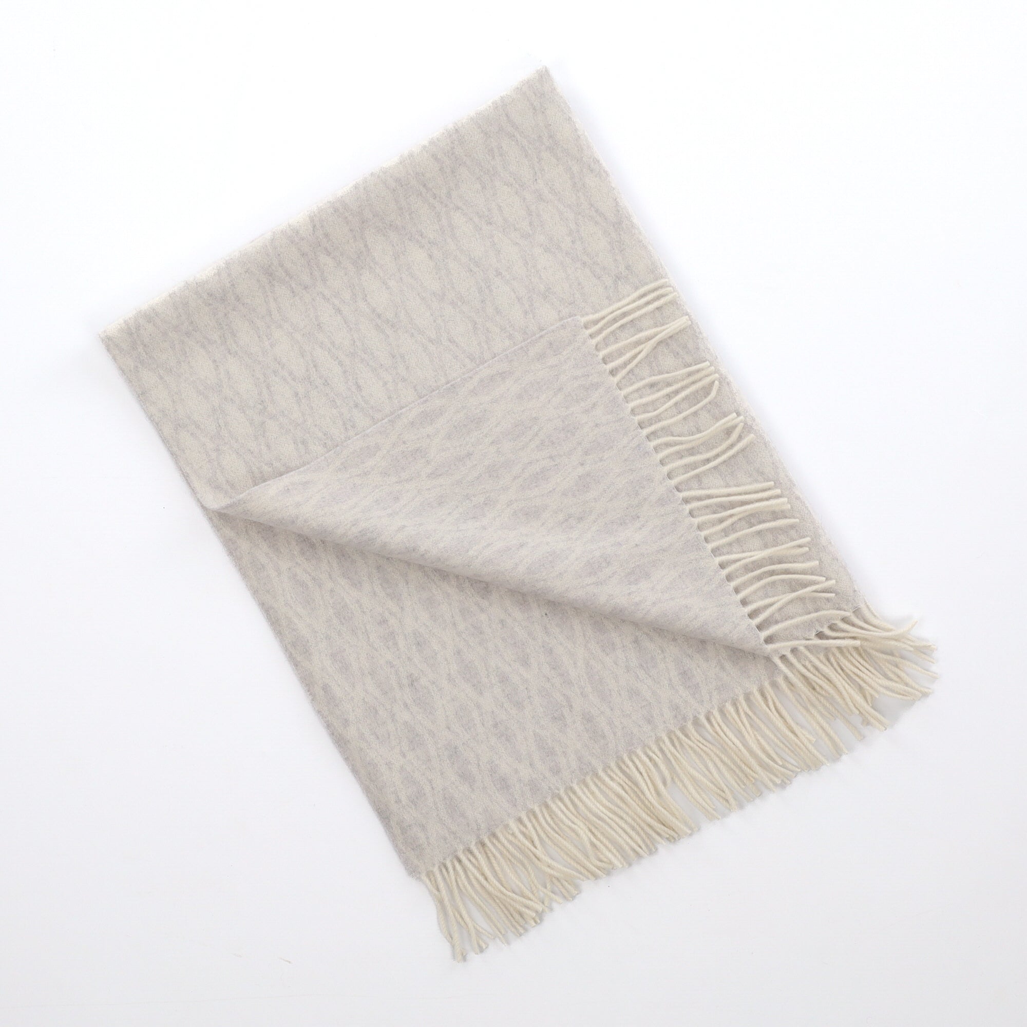 Brand New English Frost Grey Patterned Luxury Woven Cashmere Cot Blanket