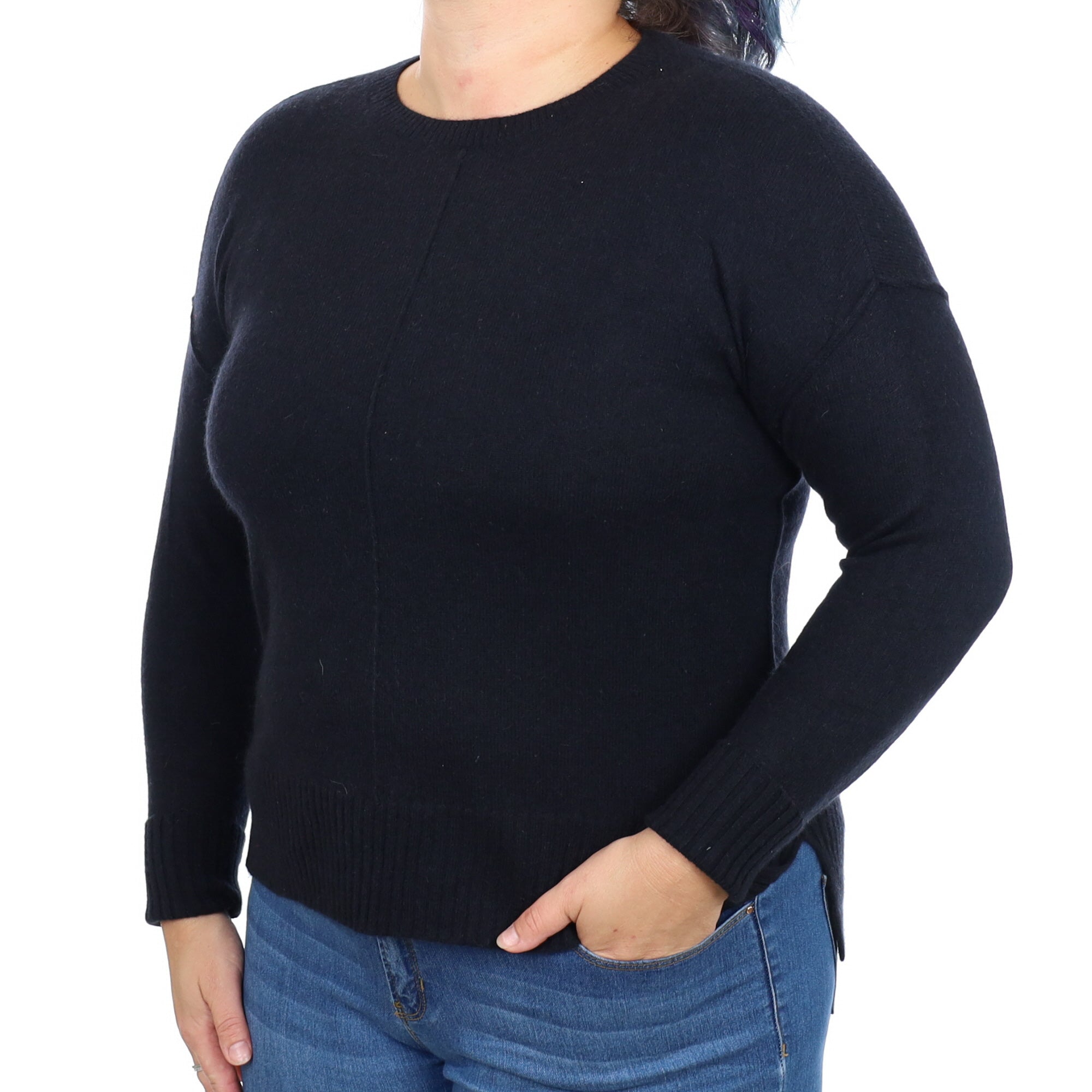 Black Cashmere Crew Neck Jumper Large