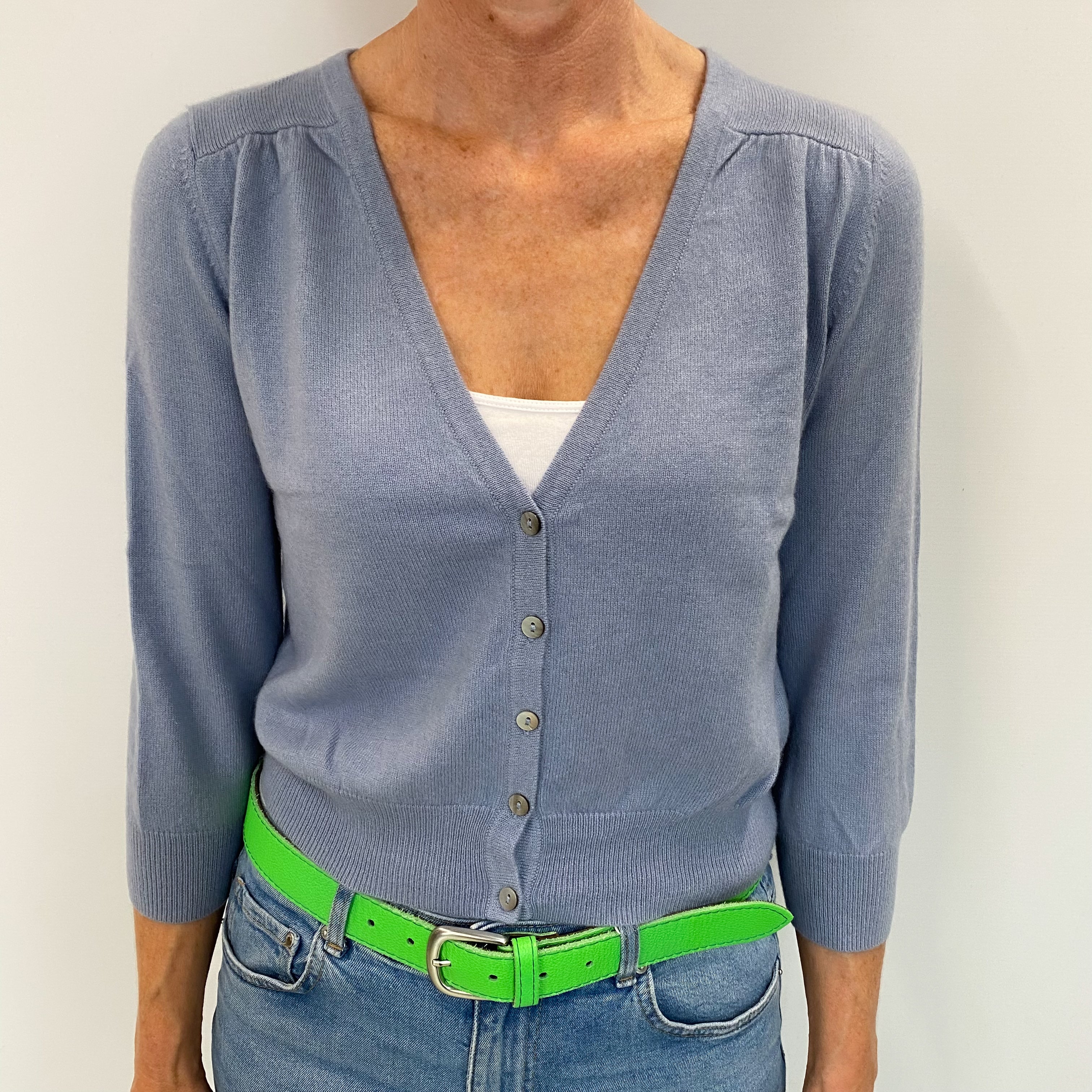 Sky Blue Cashmere V Neck Cardigan Small