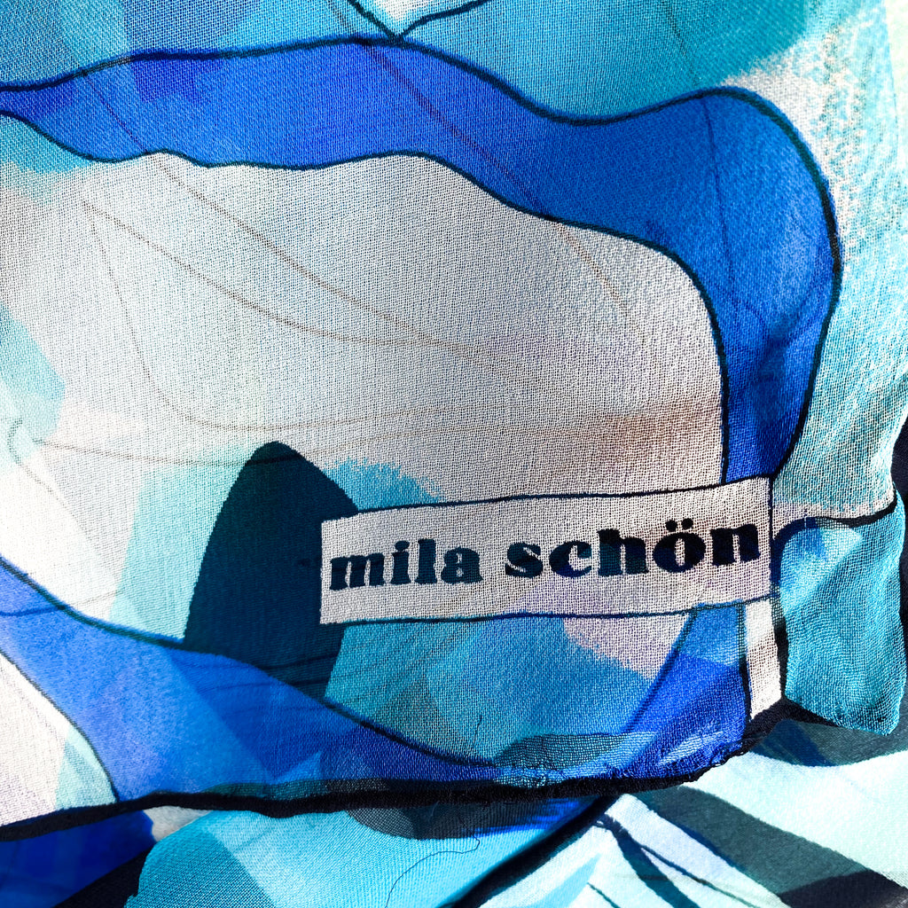 Mila Schön Abstract Floral Vintage Silk Scarf