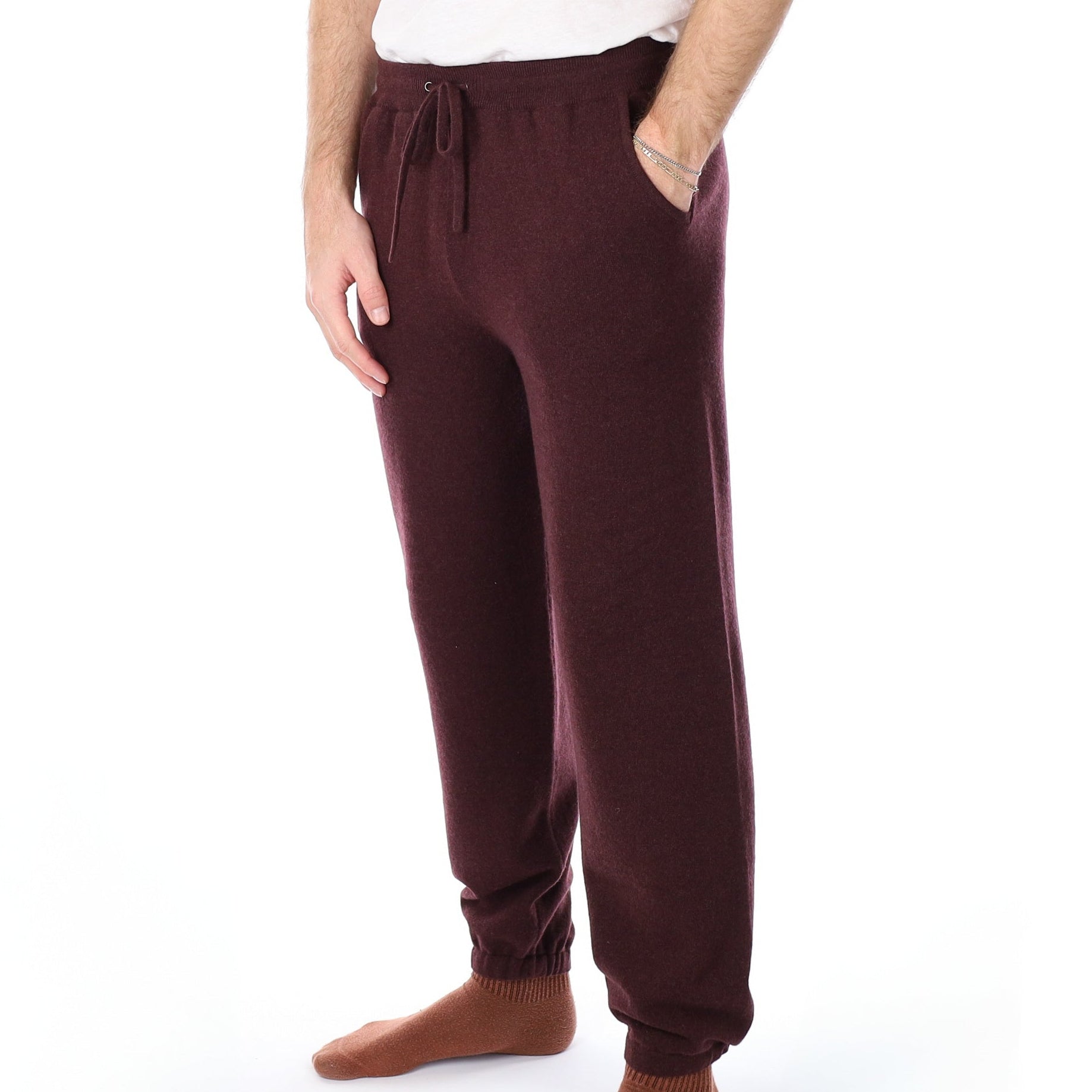 Men’s Brand New Scottish Aubergine Purple Cashmere Lounge Pants Large