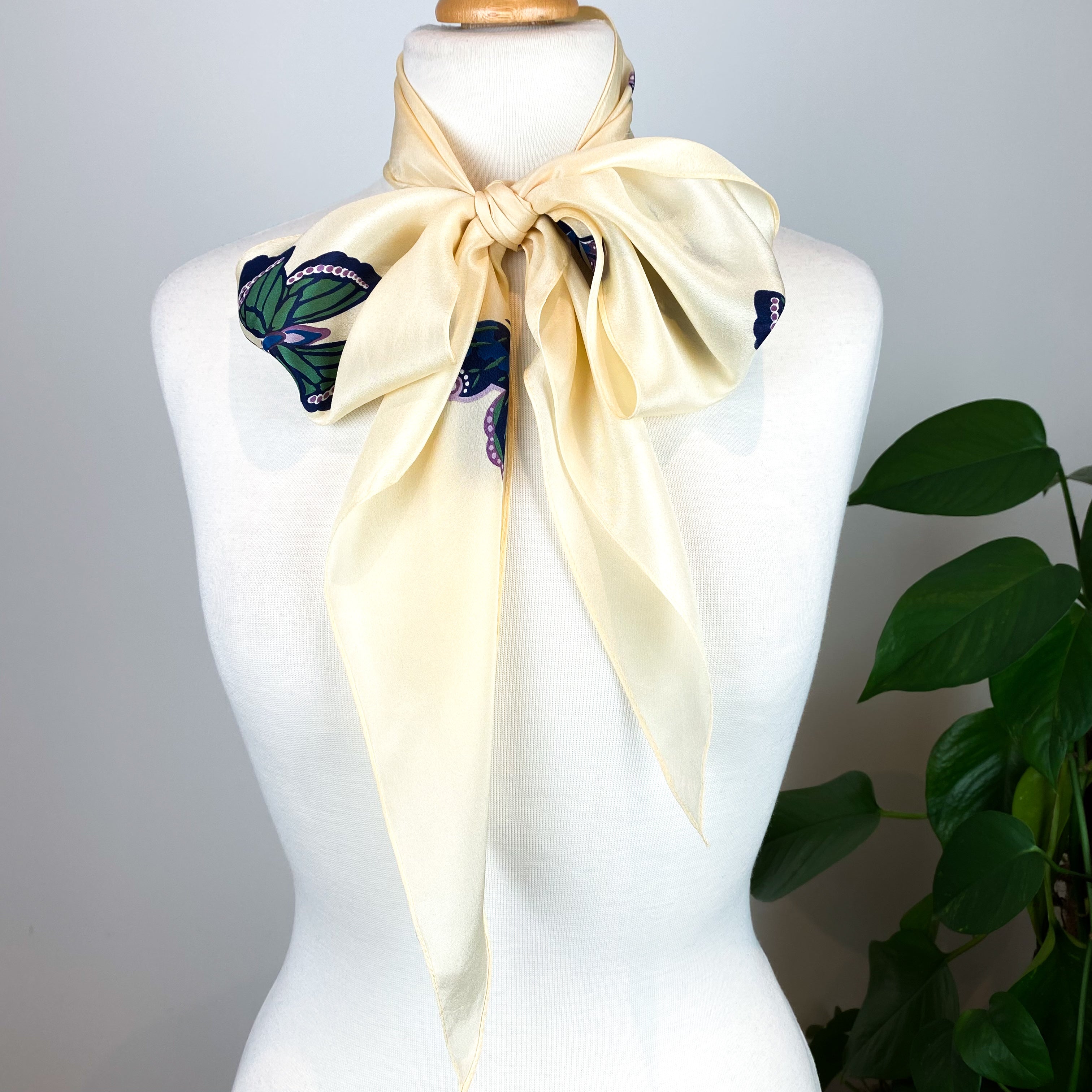 Butterfly Pussy Bow Vintage Silk Scarf