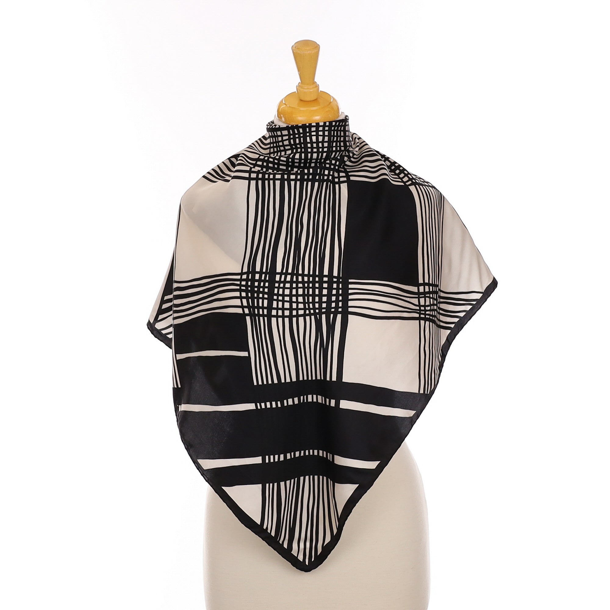 Monochrome Check Silk Scarf