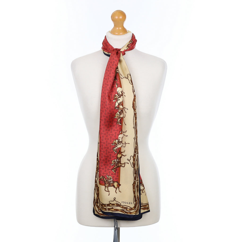 Brand New Joules Equestrian Long Silk Scarf