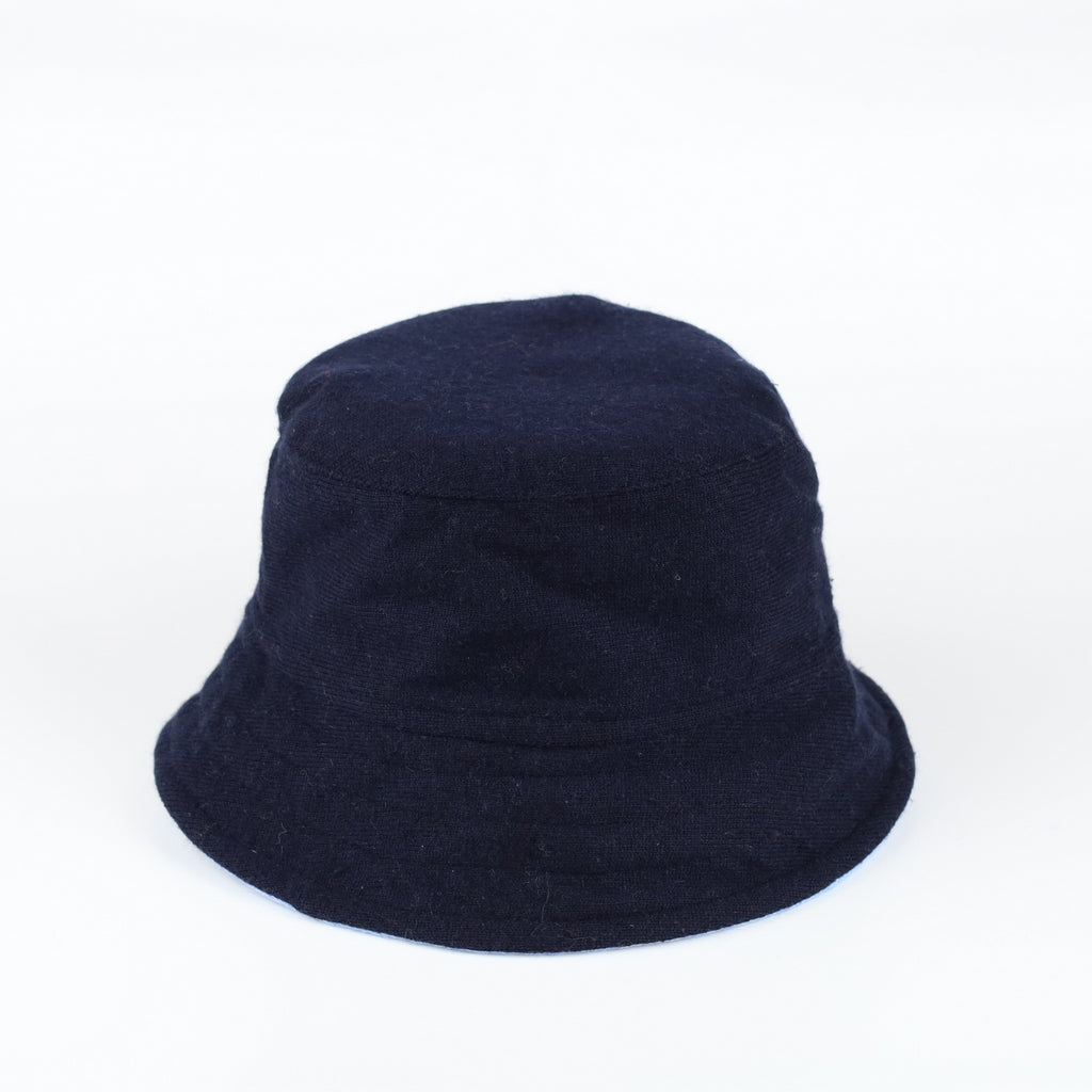 Opal Blue and Navy Cashmere Reversible Bucket Hat Small