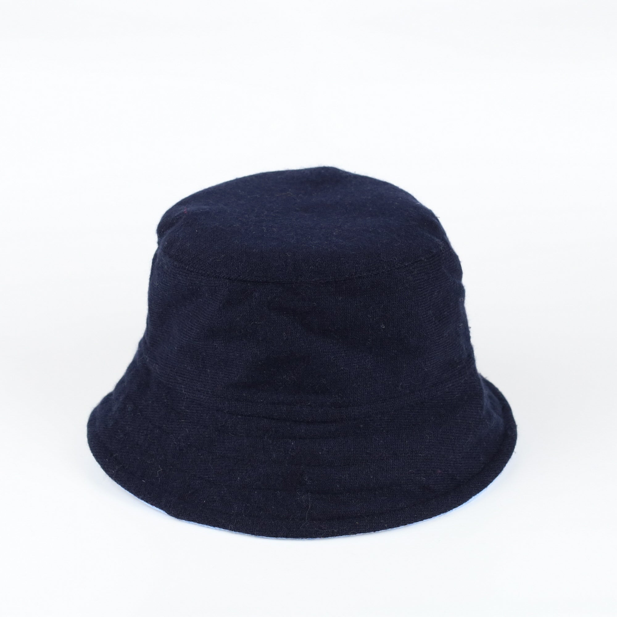 Opal Blue and Navy Cashmere Reversible Bucket Hat Small