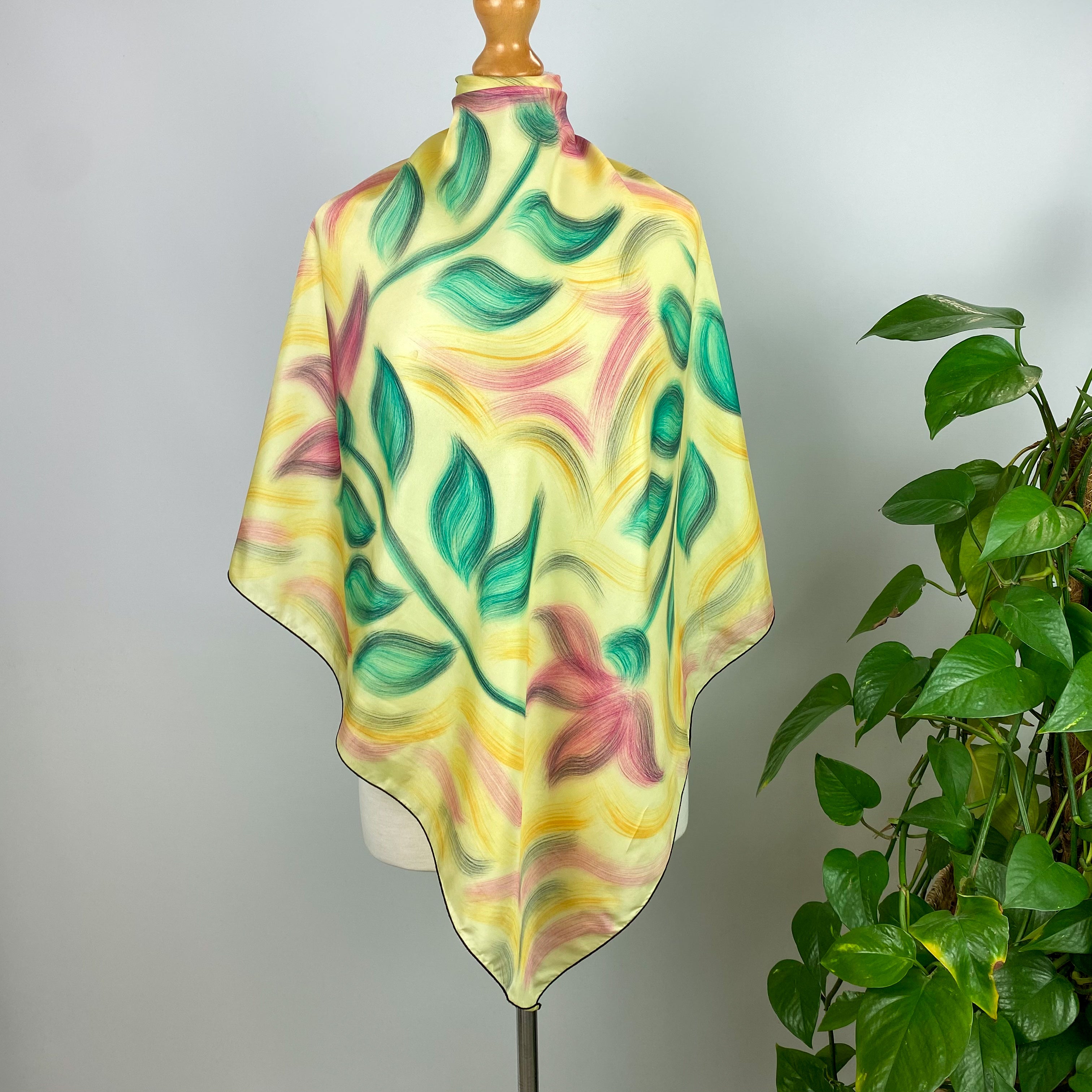 1970s Peint Main French Vintage Silk Scarf