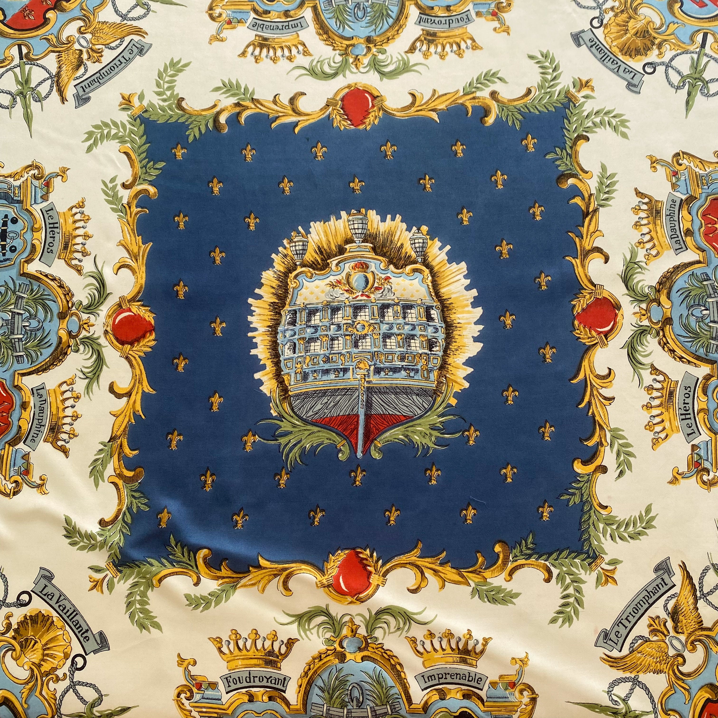 Traditional Heraldic Vintage Silk Scarf