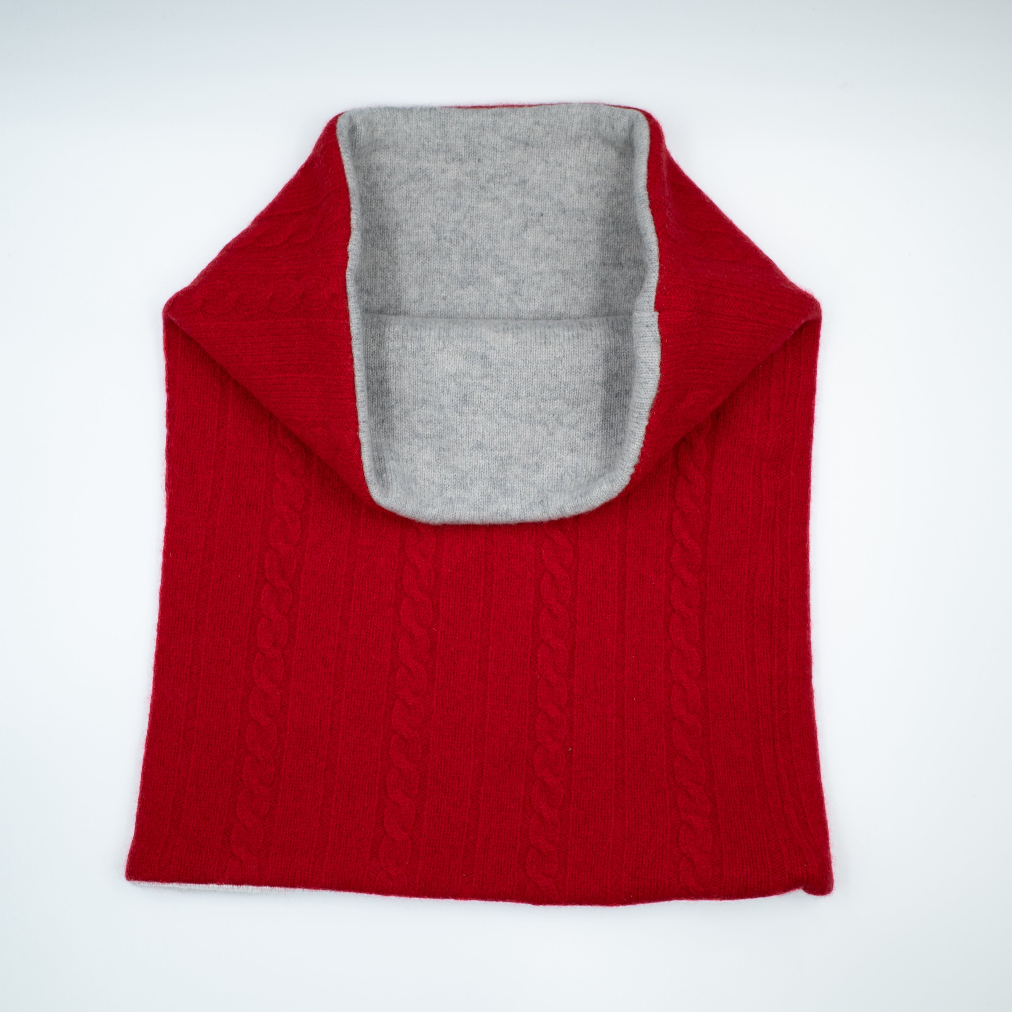 Scarlet and Smoke Grey Luxury Double Layered Snood