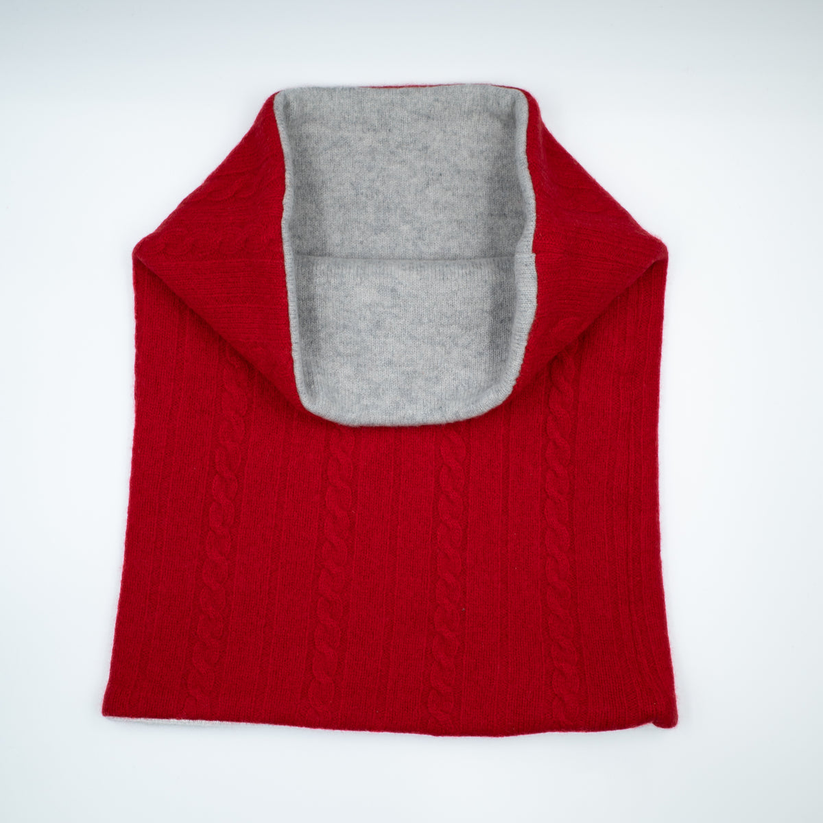 Scarlet and Smoke Grey Luxury Double Layered Snood