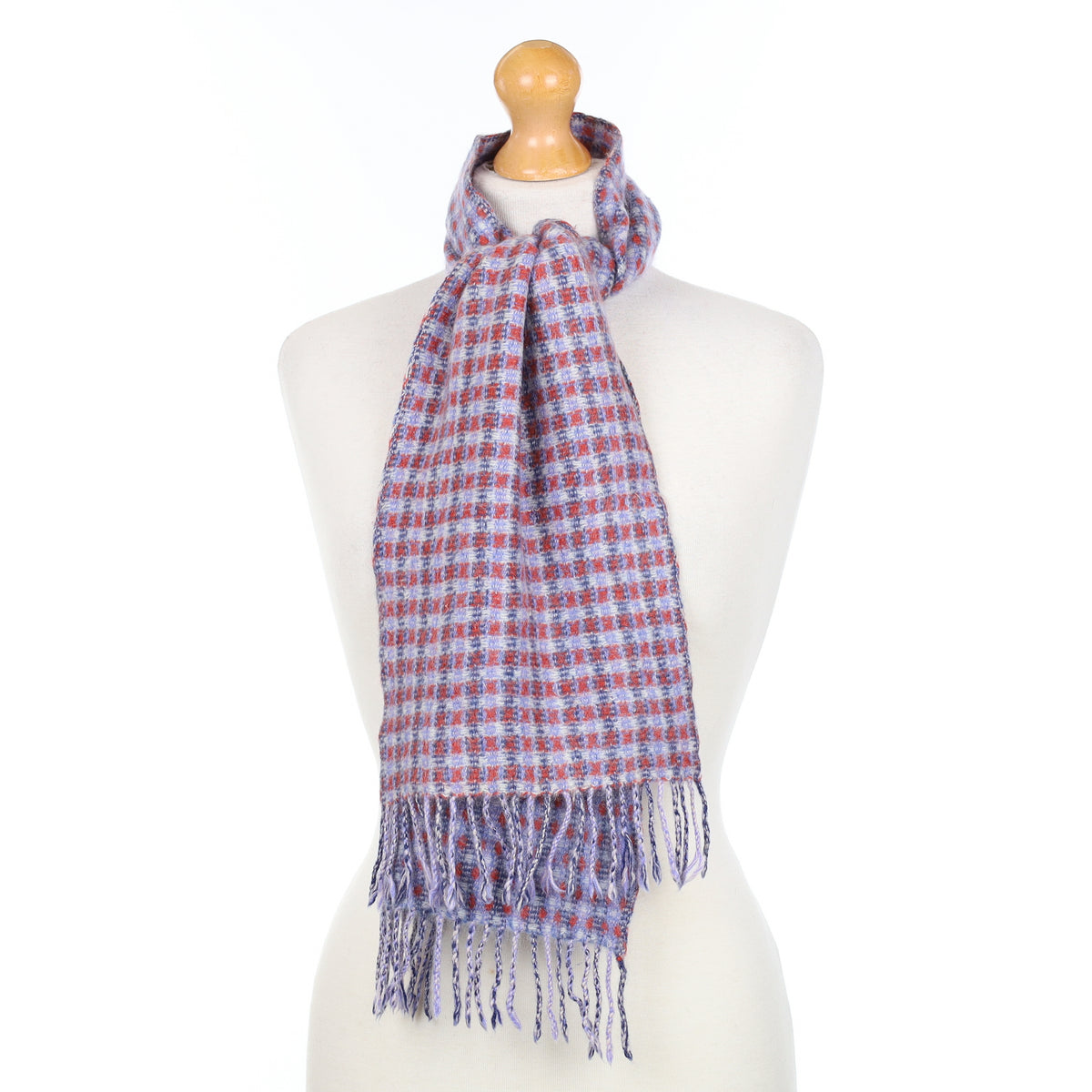 Purple and Red Patterned Cashmere Woven Scarf