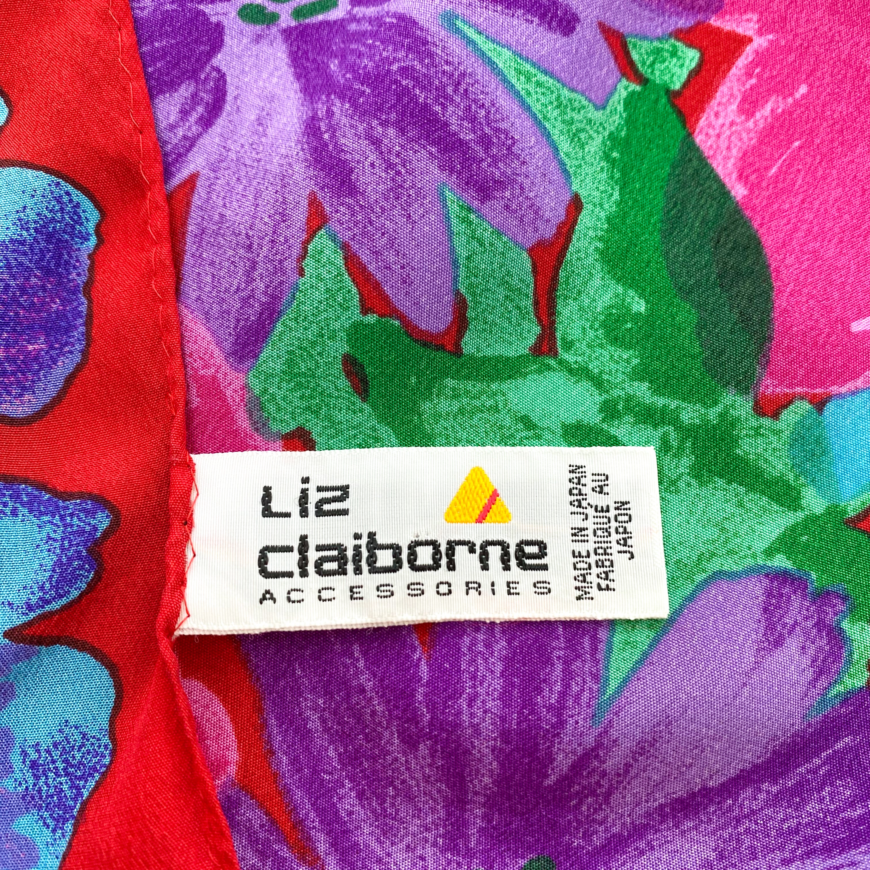 1980s Liz Claiborne Colourful Vintage Silk Scarf