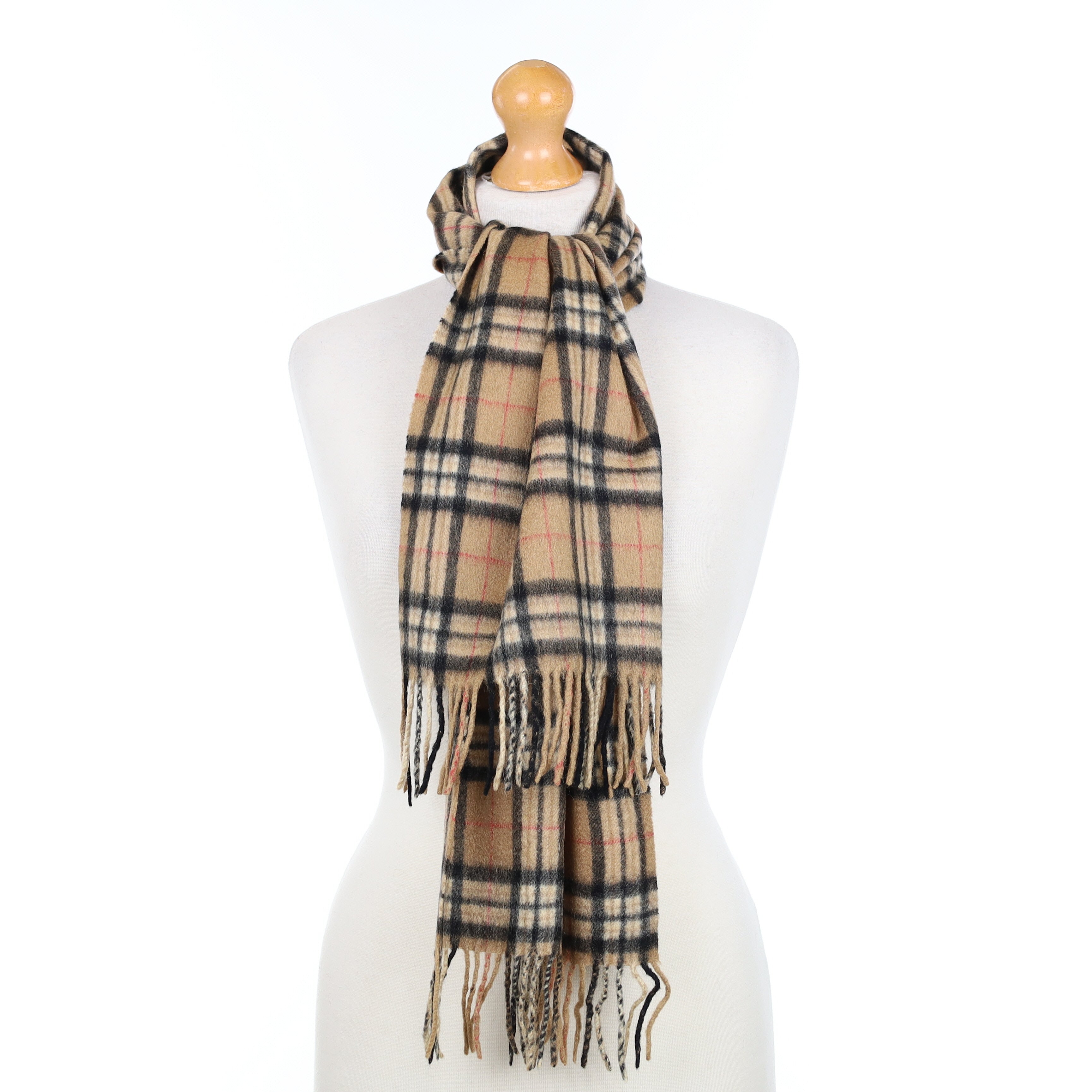 Cinnamon Brown Checked Cashmere Woven Scarf